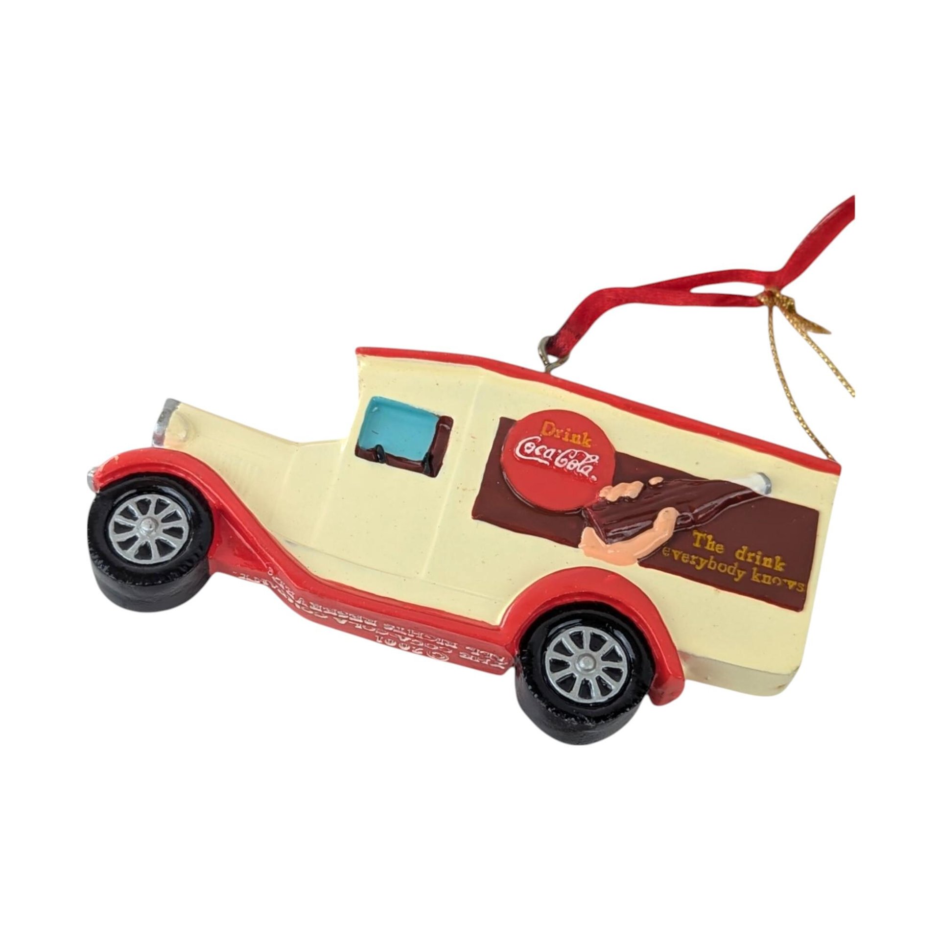2001 Kurt Adler Coca-Cola Ornament Set, 4 Piece, Truck and Car Ornaments, Collectible Christmas Decor
