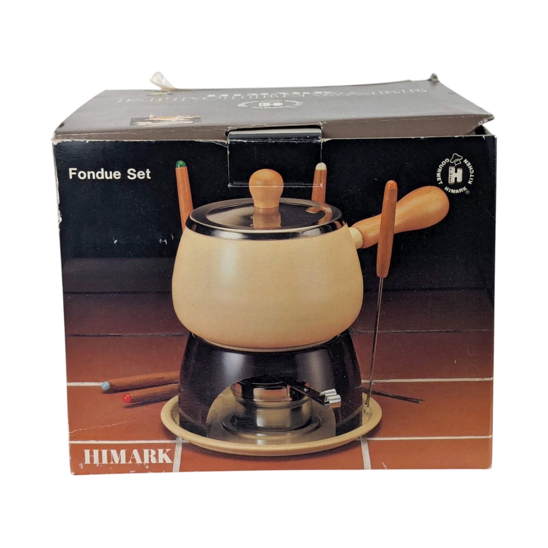 1984 Himark Fondue Set, Complete, Never Used, Vintage Kitchen, Retro Fondue Pot