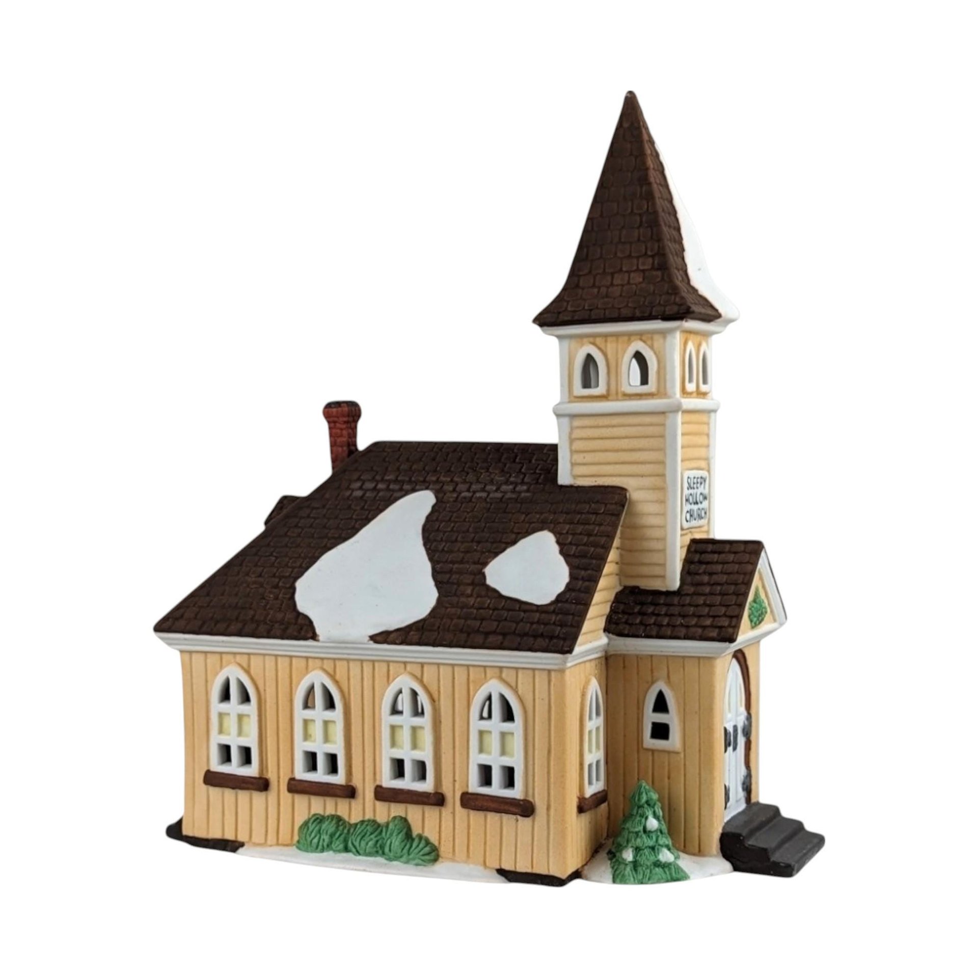 Vintage Dept 56 Sleepy Hollow Church - New England Village #5955-2 - Lighted Porcelain Christmas Village