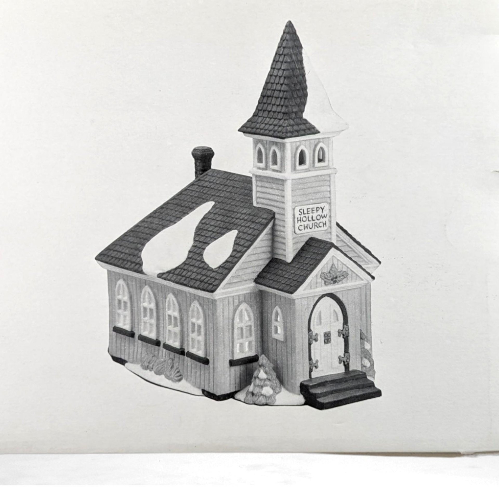 Vintage Dept 56 Sleepy Hollow Church - New England Village #5955-2 - Lighted Porcelain Christmas Village