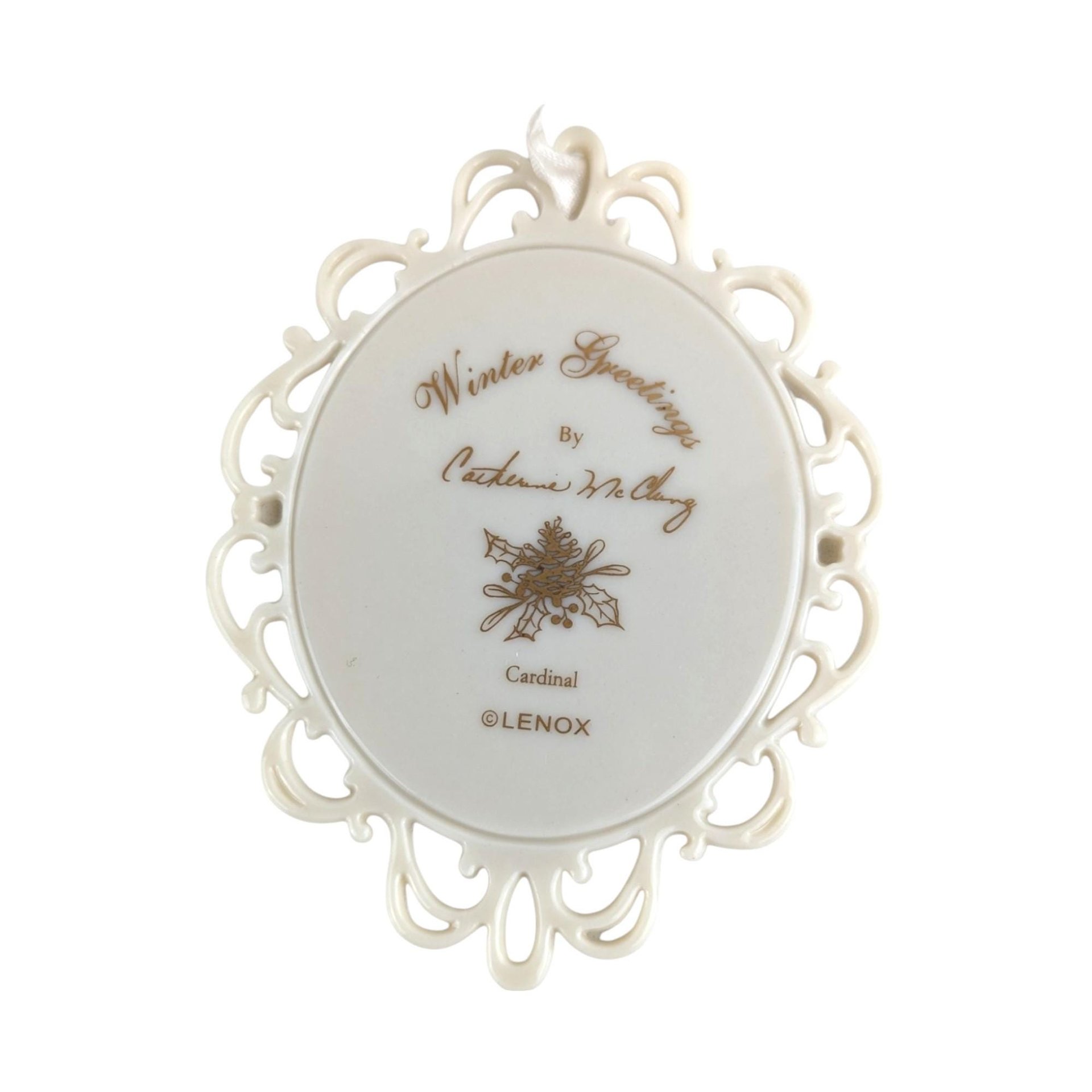 Vintage Lenox Winter Greetings Cardinal Ornament | Porcelain Christmas Ornament | Catherine McClung | Collectible Lenox