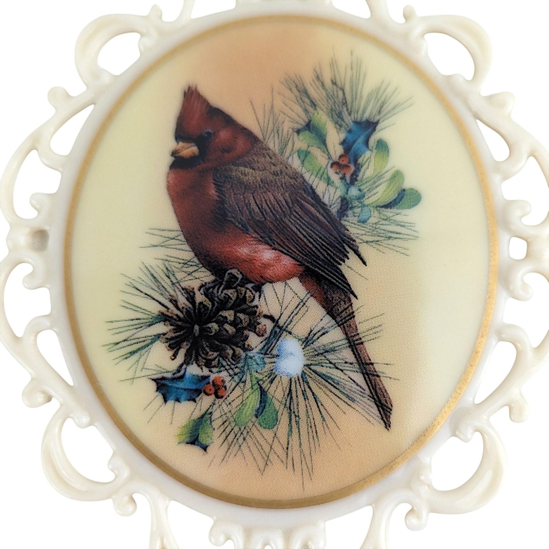 Vintage Lenox Winter Greetings Cardinal Ornament | Porcelain Christmas Ornament | Catherine McClung | Collectible Lenox