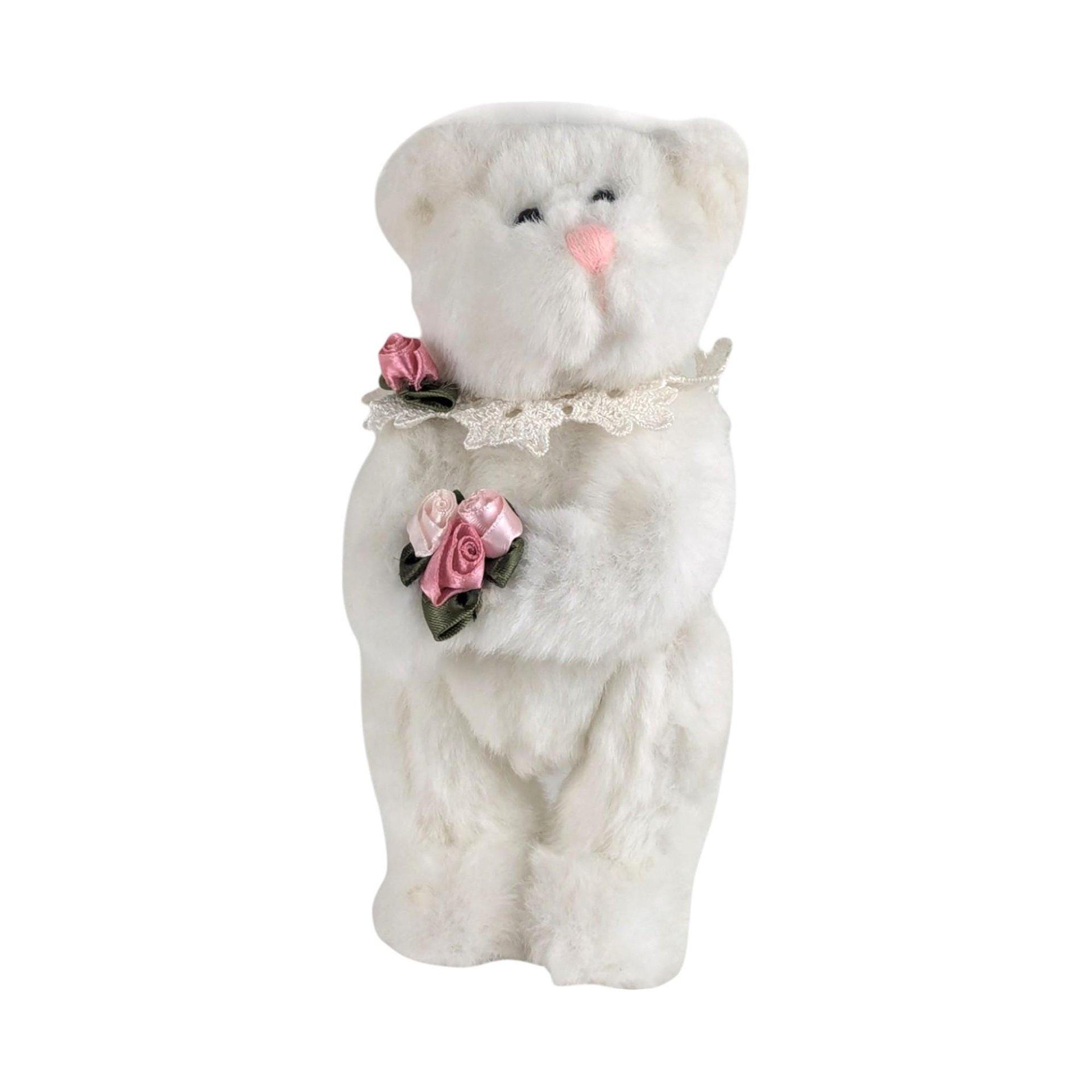 Vintage White Teddy Bears, Joan Chesney Jointed Bear, Berkeley Designs Floral Bear, Collectible Plush Toys, Gift for Collector