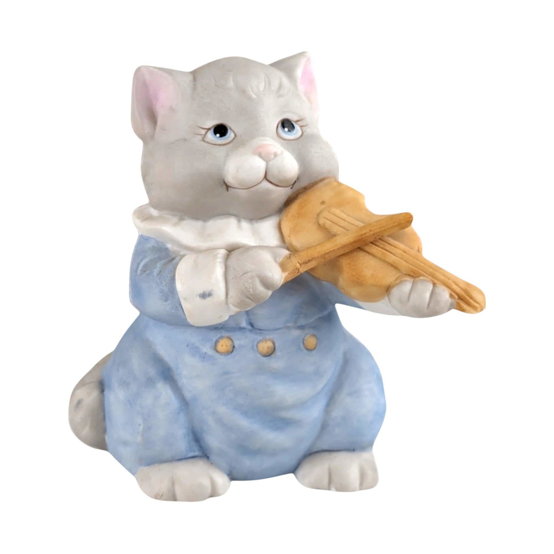 Ceramic Cat Playing Violin Bank | Vintage The Good Company | Collectible Figurine