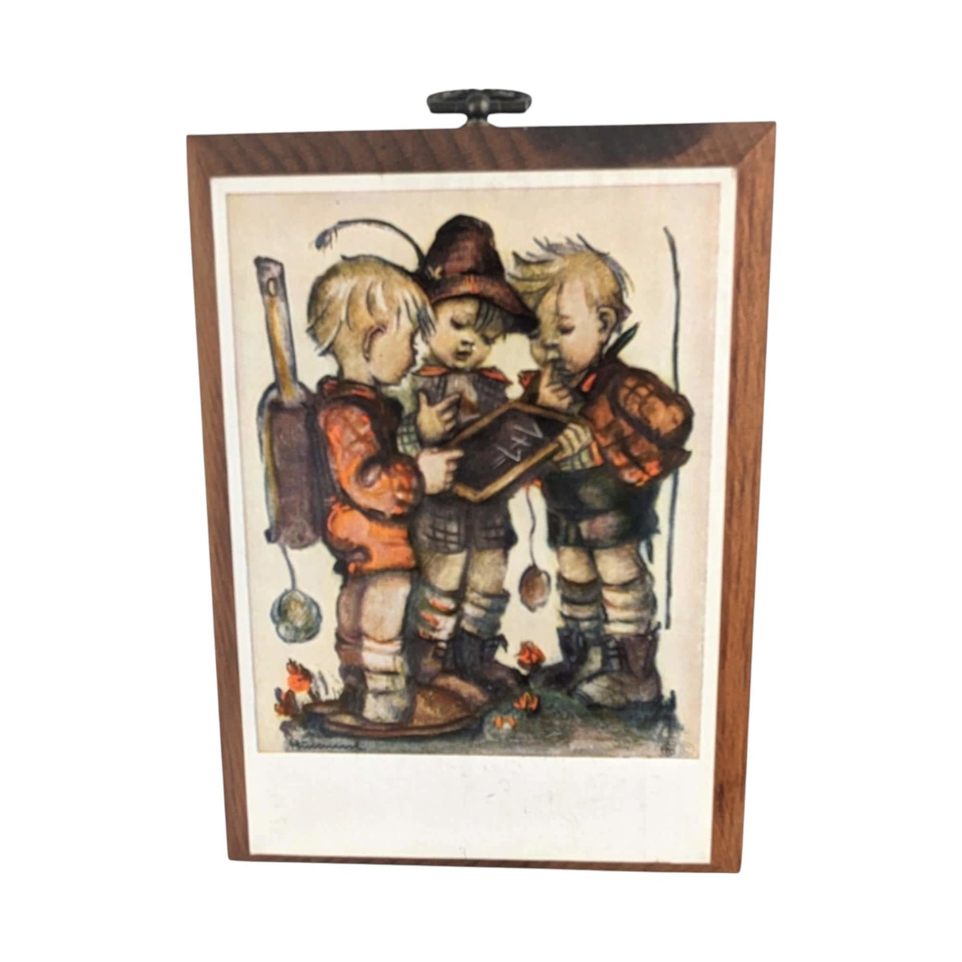Vintage 1981 ARS Hummel Prints on Wood, Wall Hangings, 6.5x4.75", Goebel, Gift for Hummel Collector, Nursery Decor