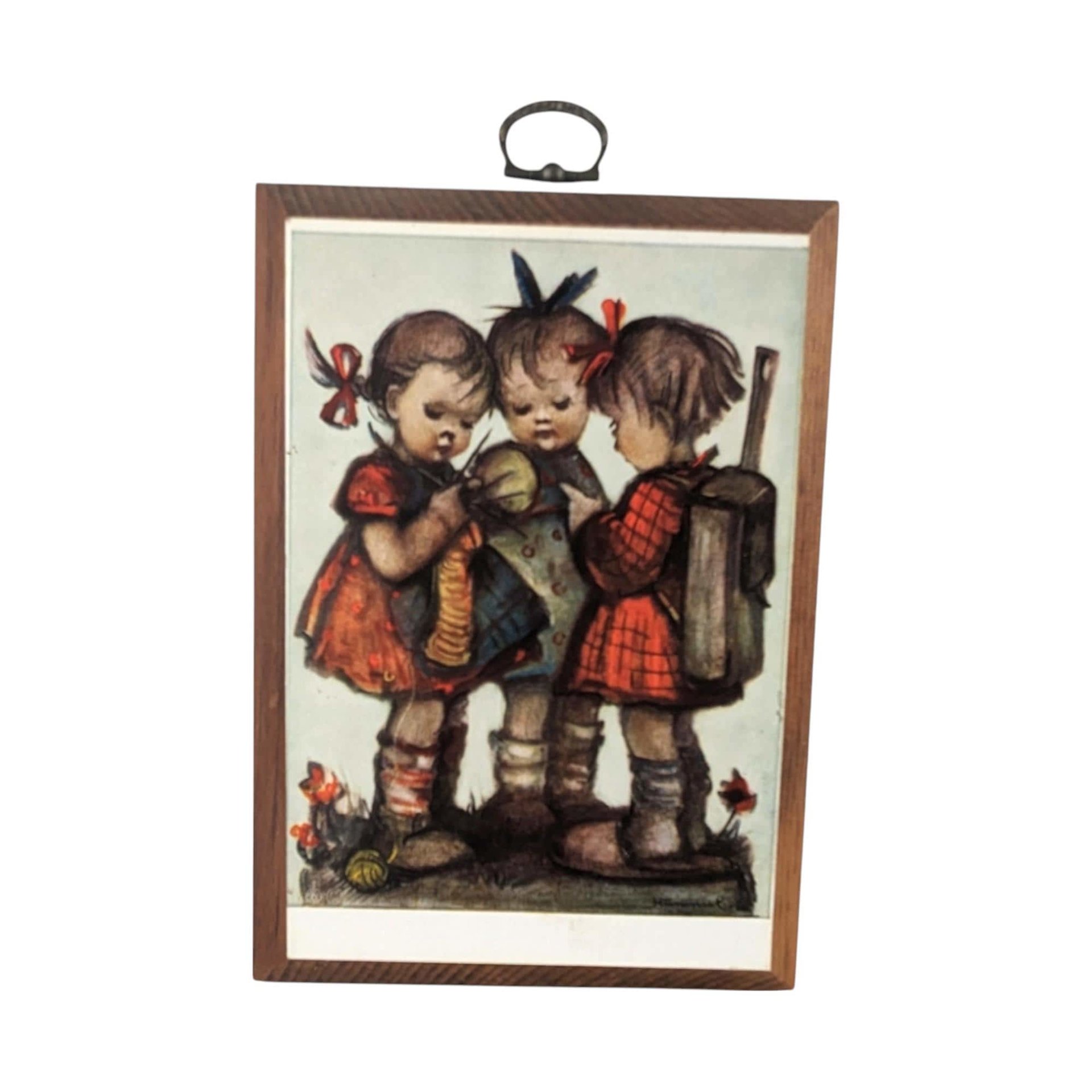 Vintage 1981 ARS Hummel Prints on Wood, Wall Hangings, 6.5x4.75", Goebel, Gift for Hummel Collector, Nursery Decor