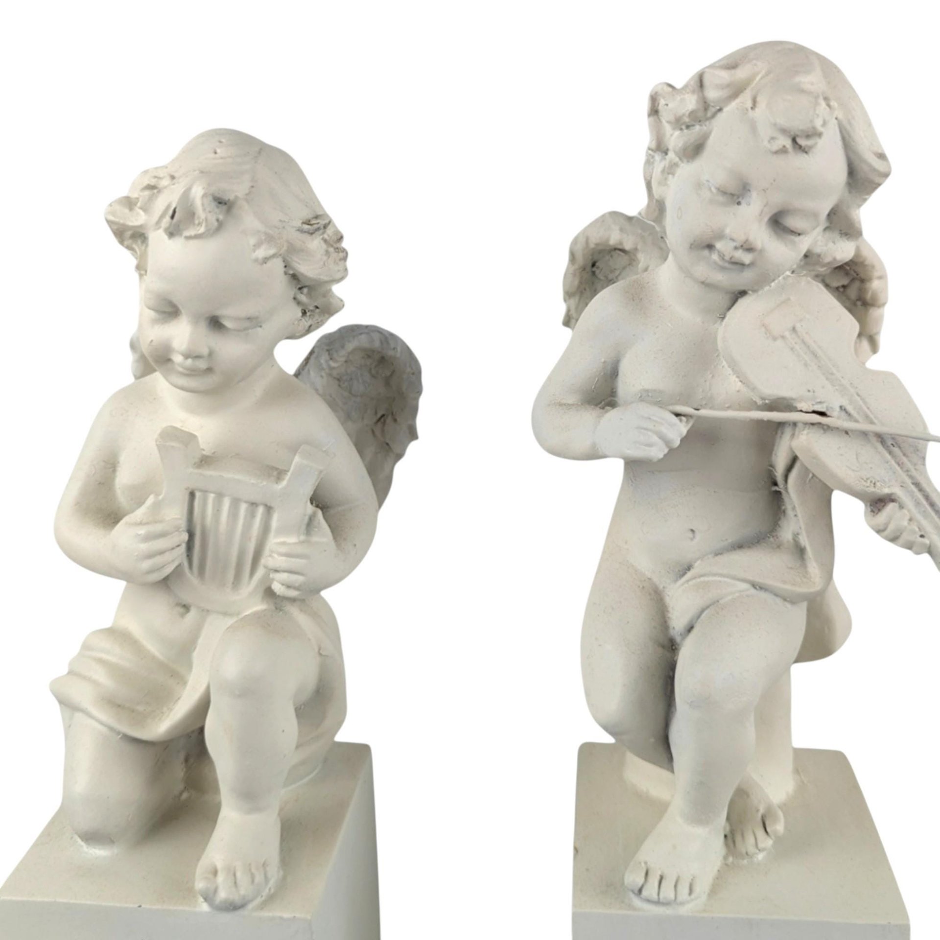 Vintage White Cherub Figurines, Musical Cherub Statues, Resin Cherub Decor, Angel Decor, Home Decor, Gift for Angel Lovers