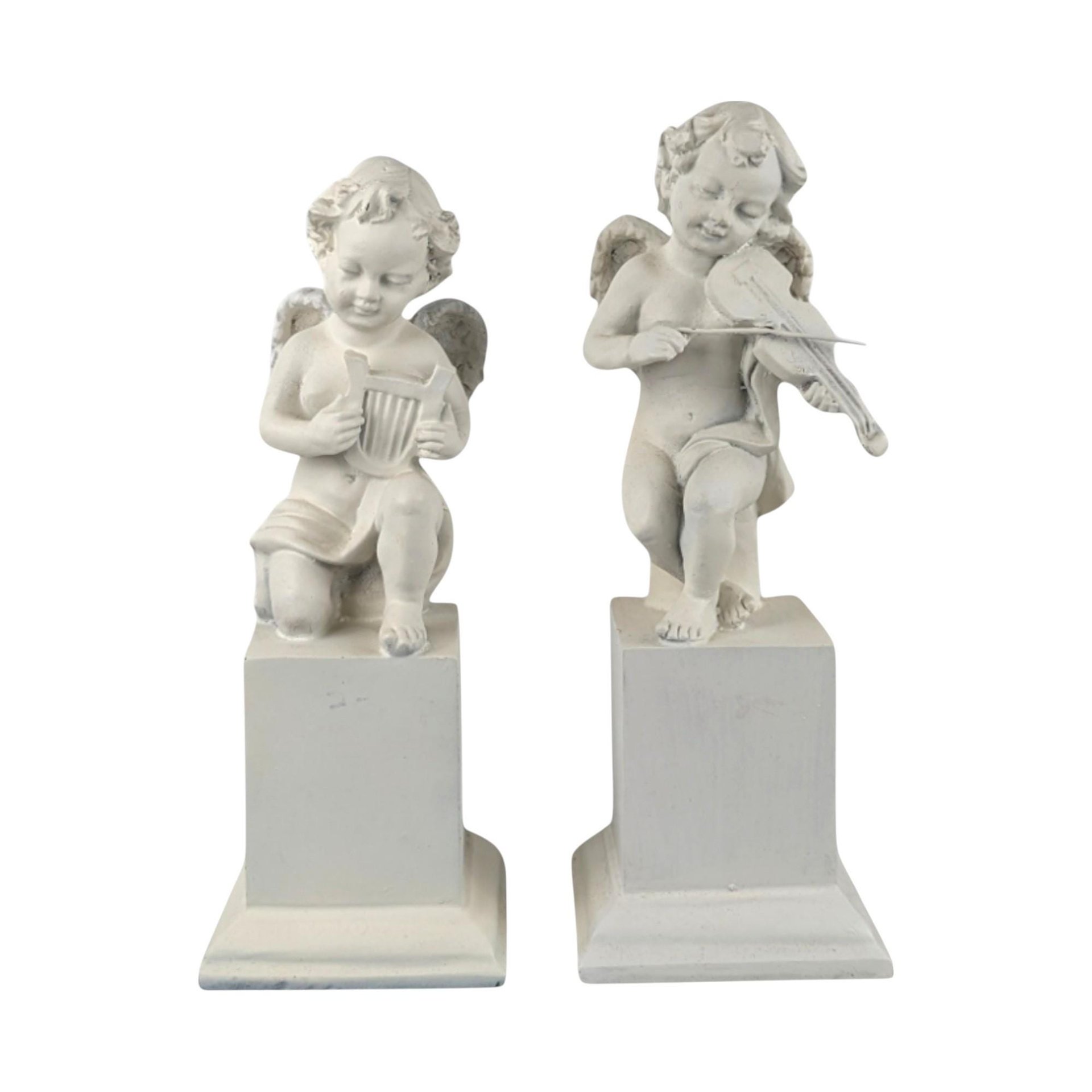Vintage White Cherub Figurines, Musical Cherub Statues, Resin Cherub Decor, Angel Decor, Home Decor, Gift for Angel Lovers