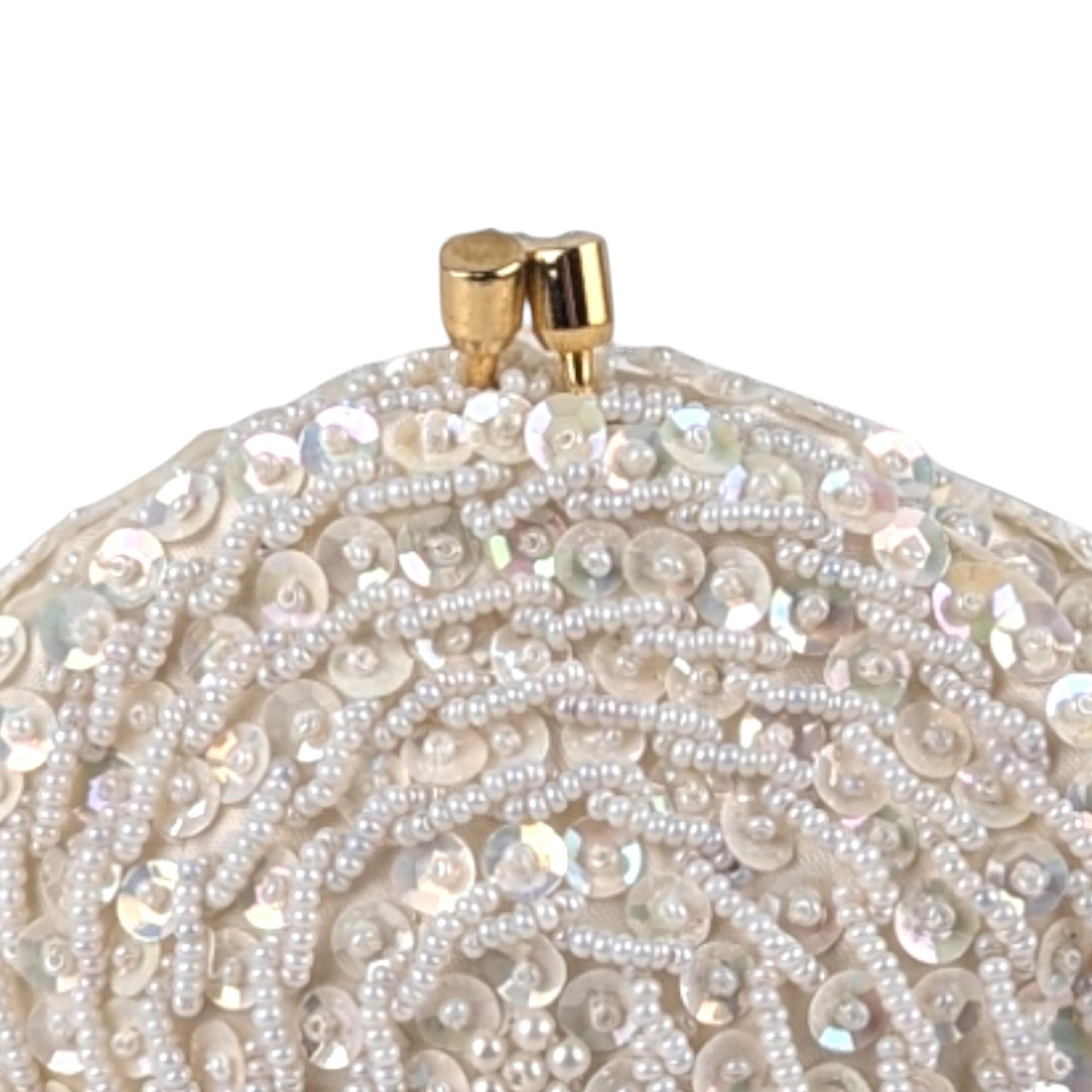 Vintage Princess Gardner Beaded Sequin Coin Purse, Ivory Evening Bag, Bridal Purse, Gift for Her, Original Box
