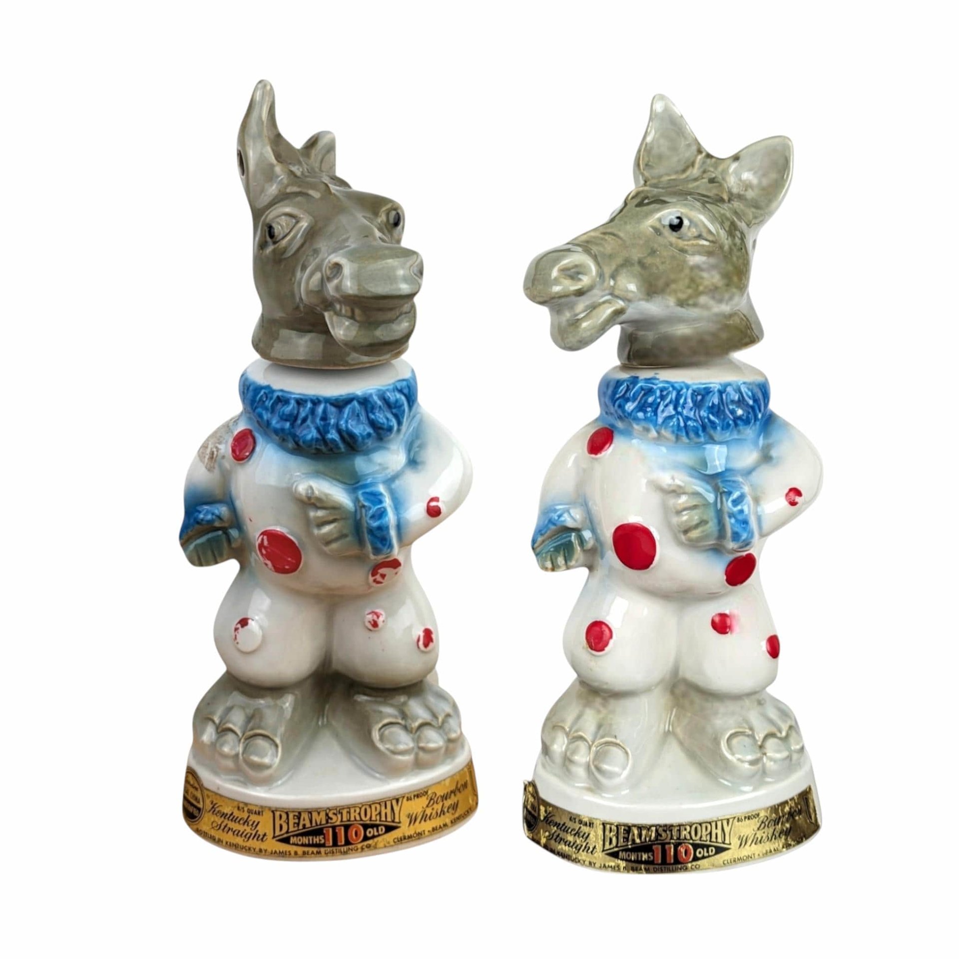 Vintage 1968 Jim Beam Donkey Decanters, Bourbon Whiskey Collectibles, Barware, Man Cave Decor, Unique Gift