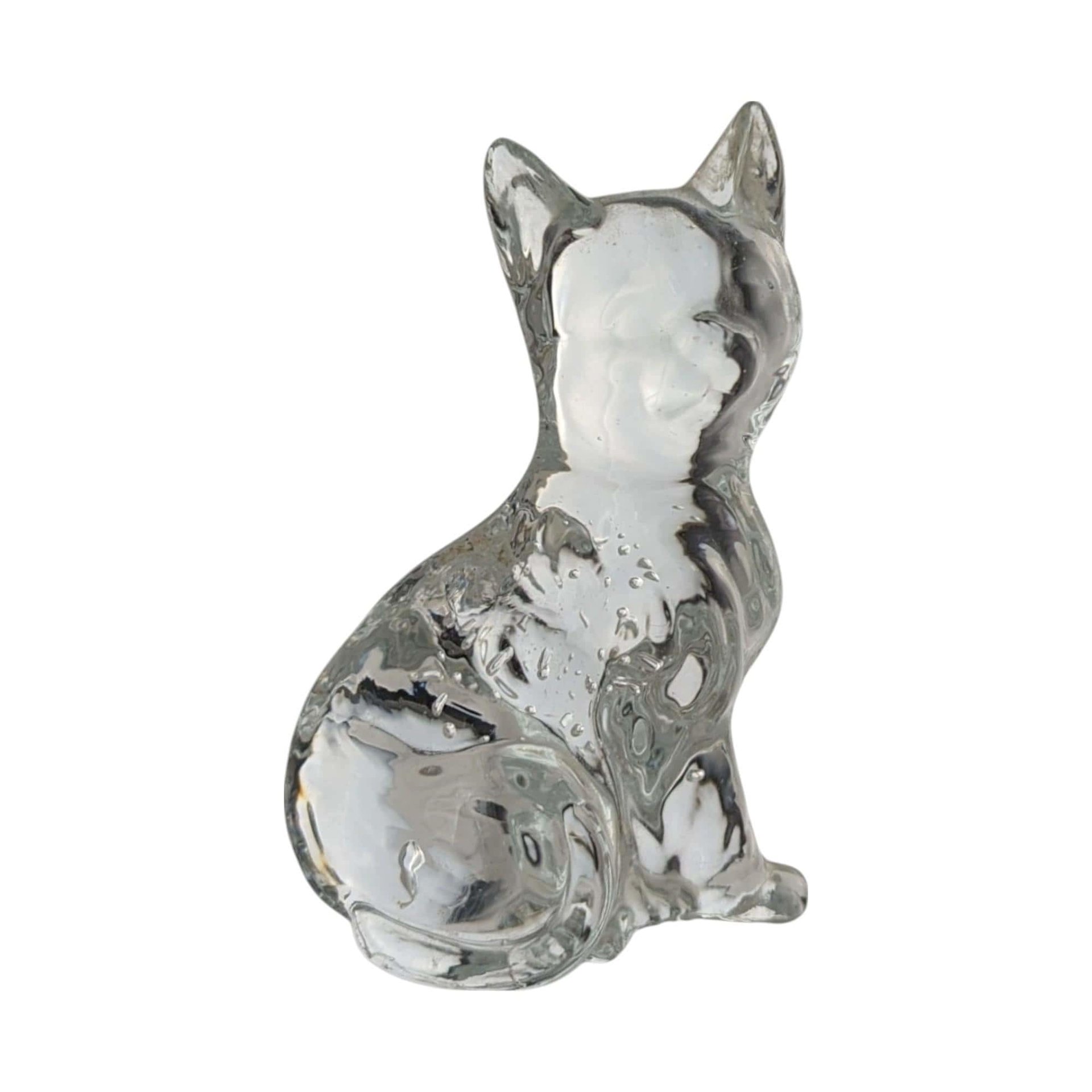 Vintage Glass Animal Figurines - Cat & Elephant Set - Clear Glass Decor, Collectible Glass, Animal Lover Gift