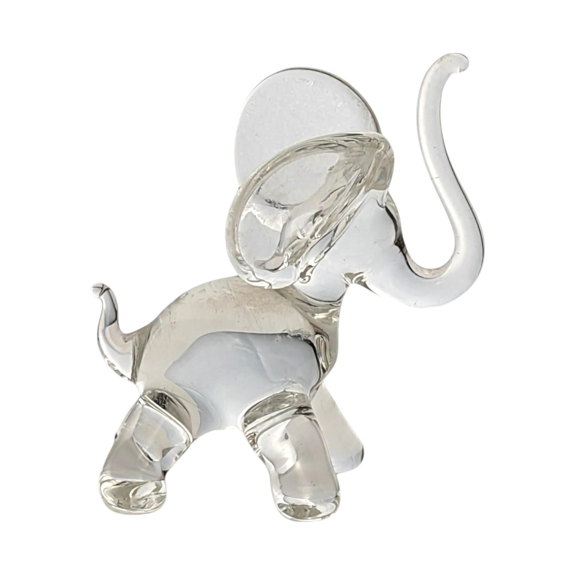 Vintage Glass Animal Figurines - Cat & Elephant Set - Clear Glass Decor, Collectible Glass, Animal Lover Gift