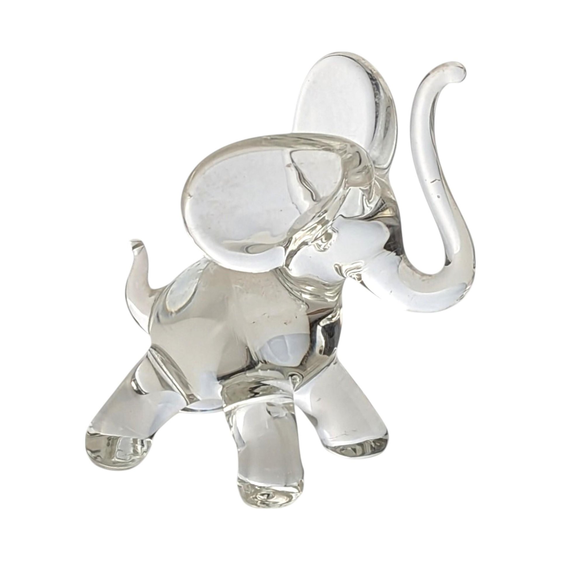Vintage Glass Animal Figurines - Cat & Elephant Set - Clear Glass Decor, Collectible Glass, Animal Lover Gift