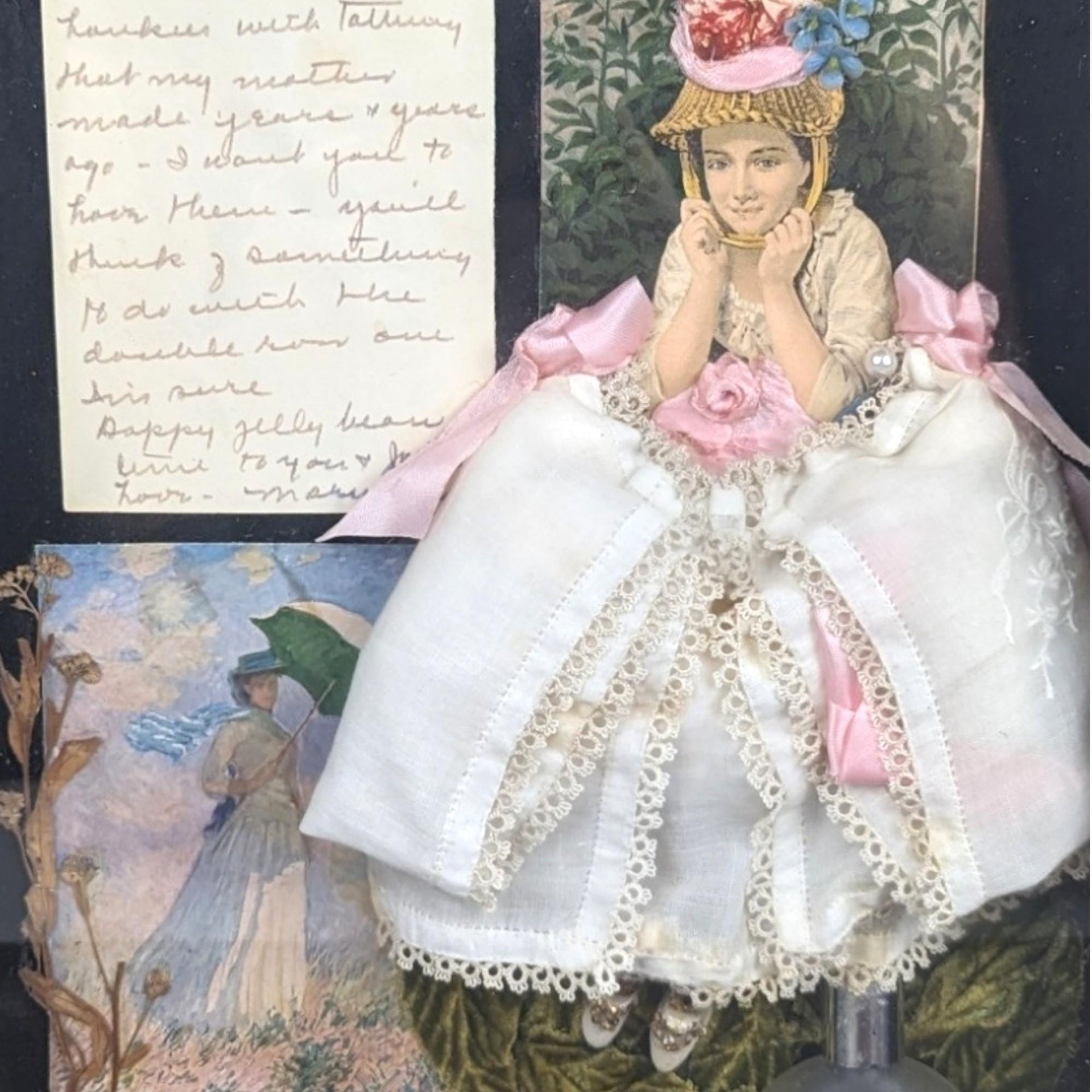 Vintage Shadow Box Collage | Perfume Theme | Romantic Art | Antique Ephemera | Wall Decor