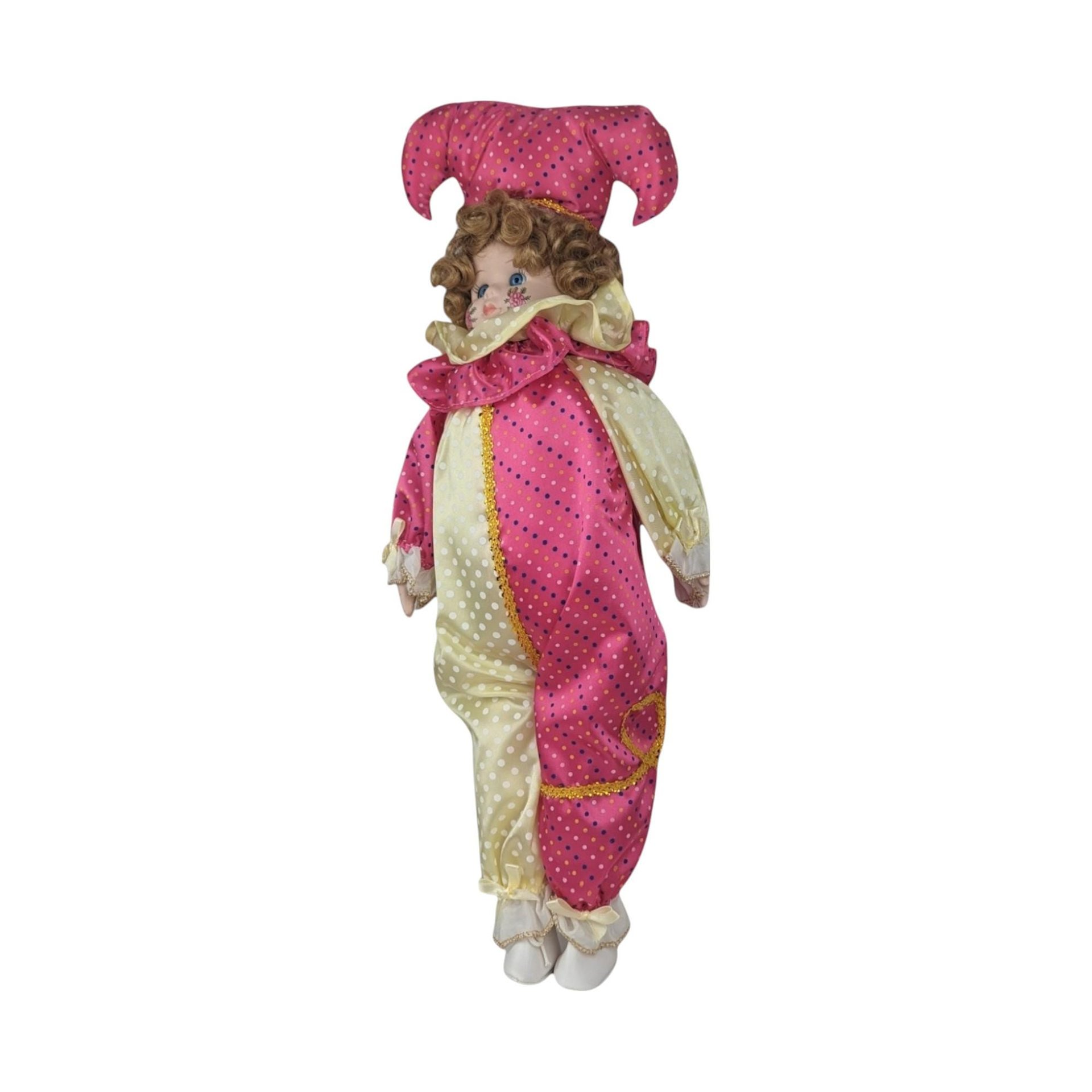 Vintage Artmark Jester Doll | Porcelain Jester Doll with Painted Face | Collectible Doll | 18 Inches Tall