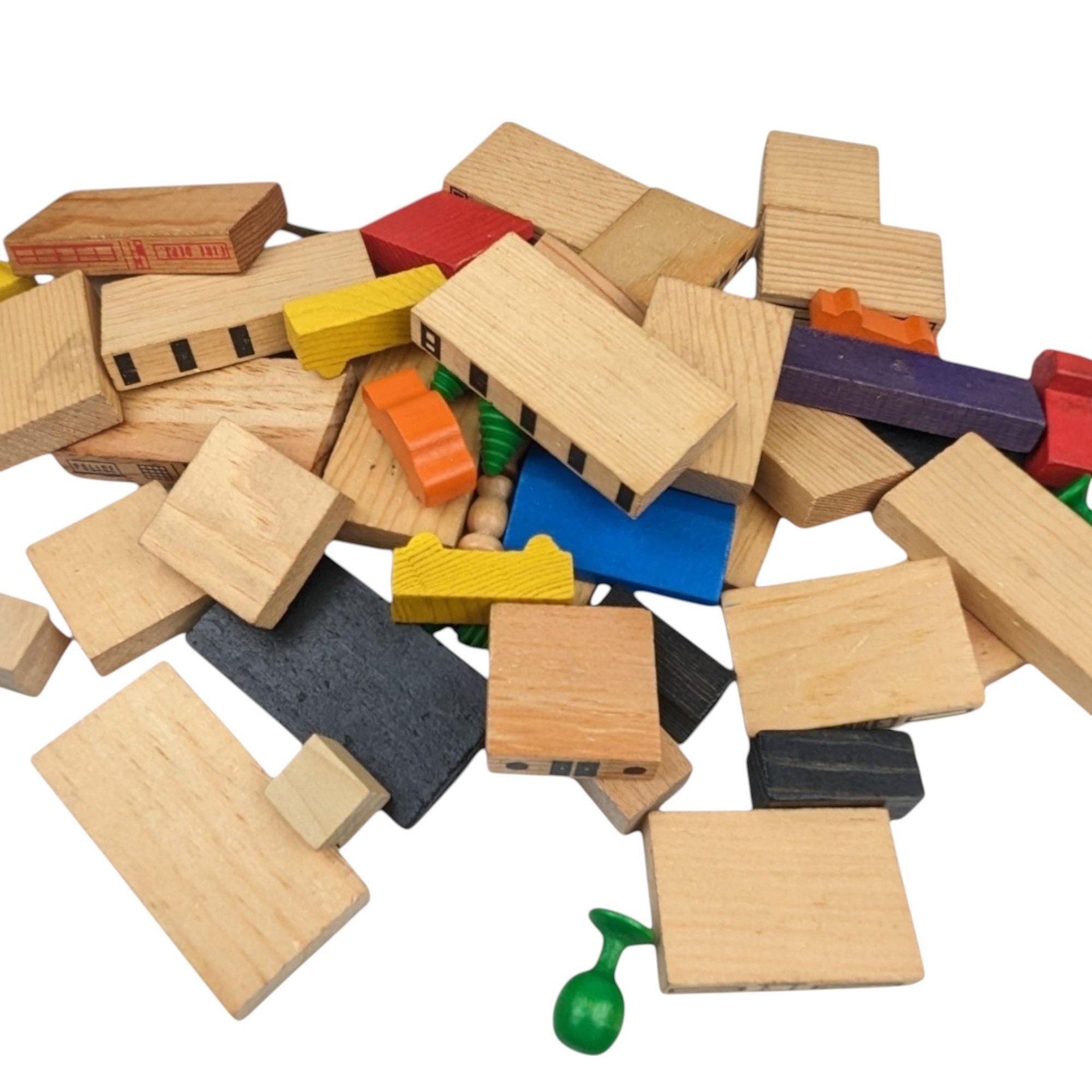 Vintage 1971 Playskool Village Wood Block Set | 91 Piece Set | Classic Wooden Blocks | Educational Toy | Collectible Playskool
