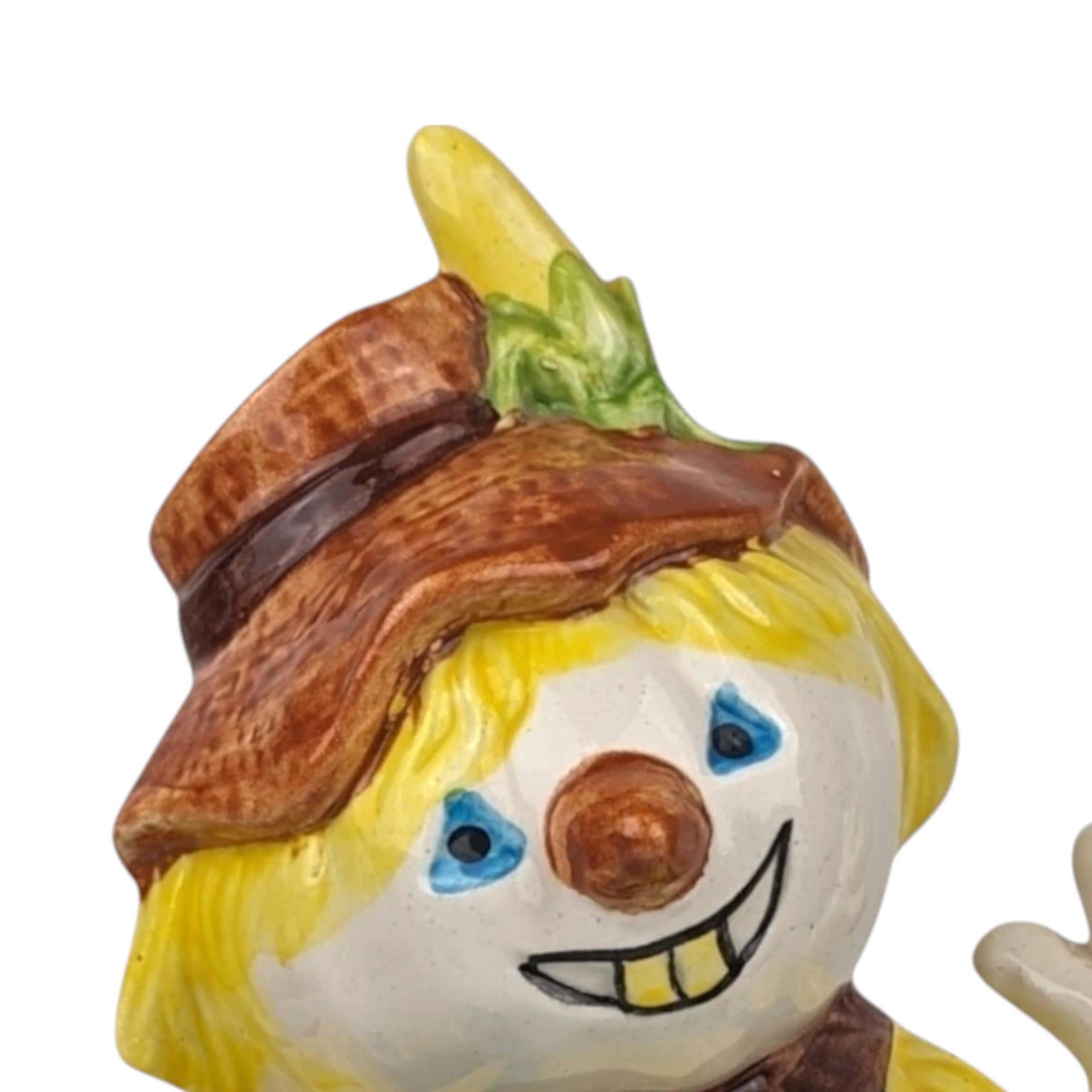Vintage Ceramic Scarecrow Bank, Hand Painted, Fall Decor, Country Decor, Whimsical Gift