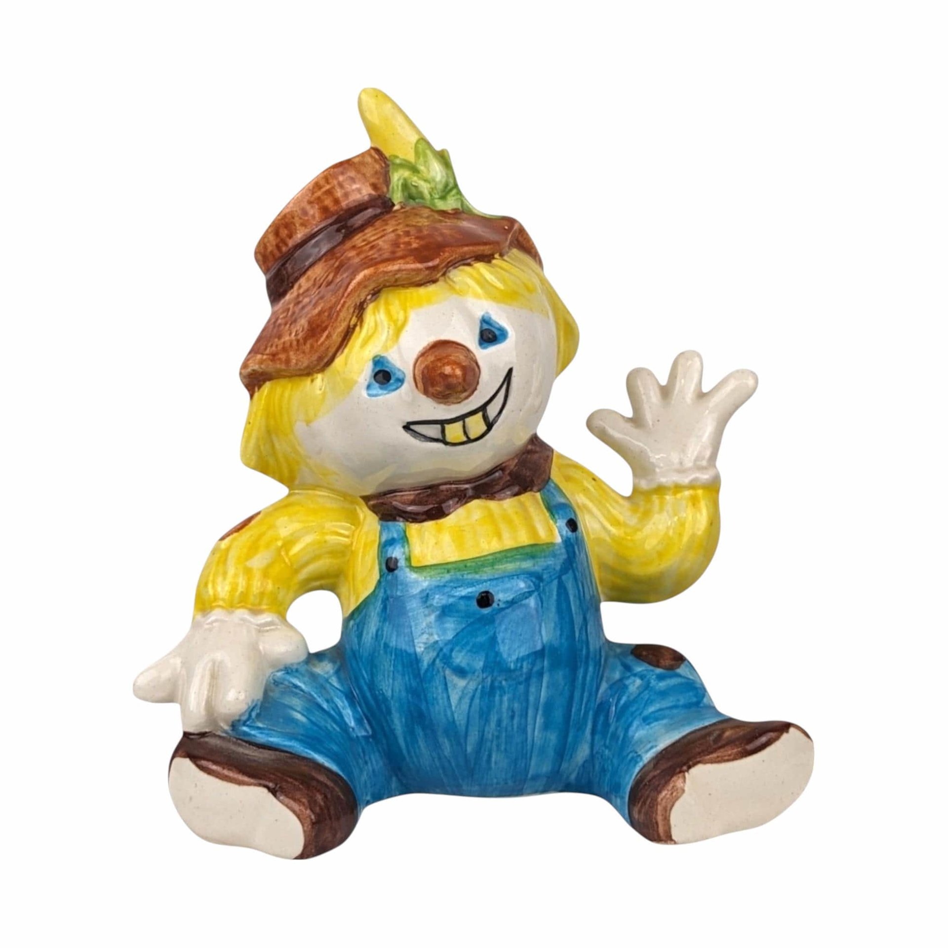 Vintage Ceramic Scarecrow Bank, Hand Painted, Fall Decor, Country Decor, Whimsical Gift