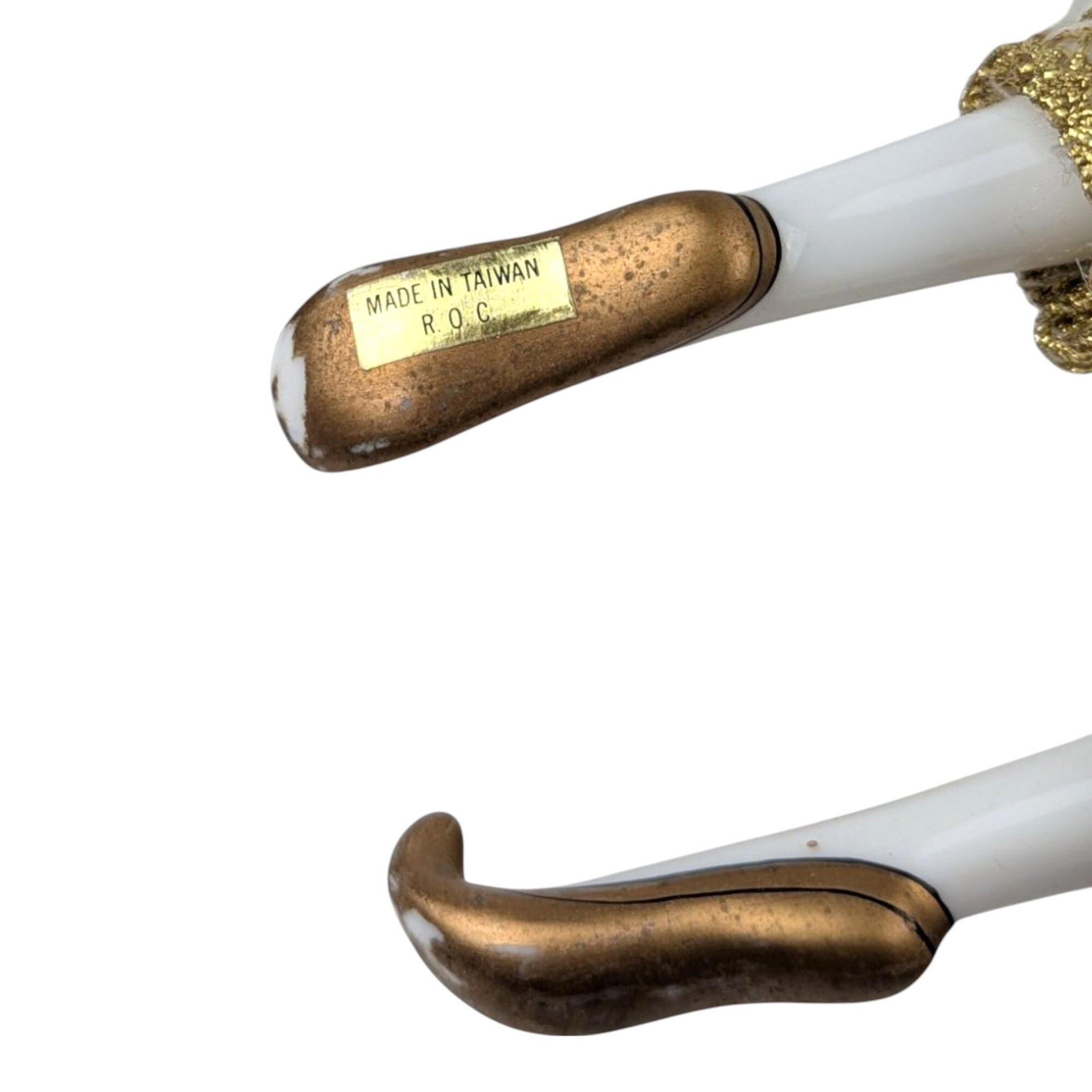 Vintage Cream and Gold Harlequin Doll, Porcelain Head and Limbs, 14 Inch Collectible Doll, Unique Gift for Doll Collectors