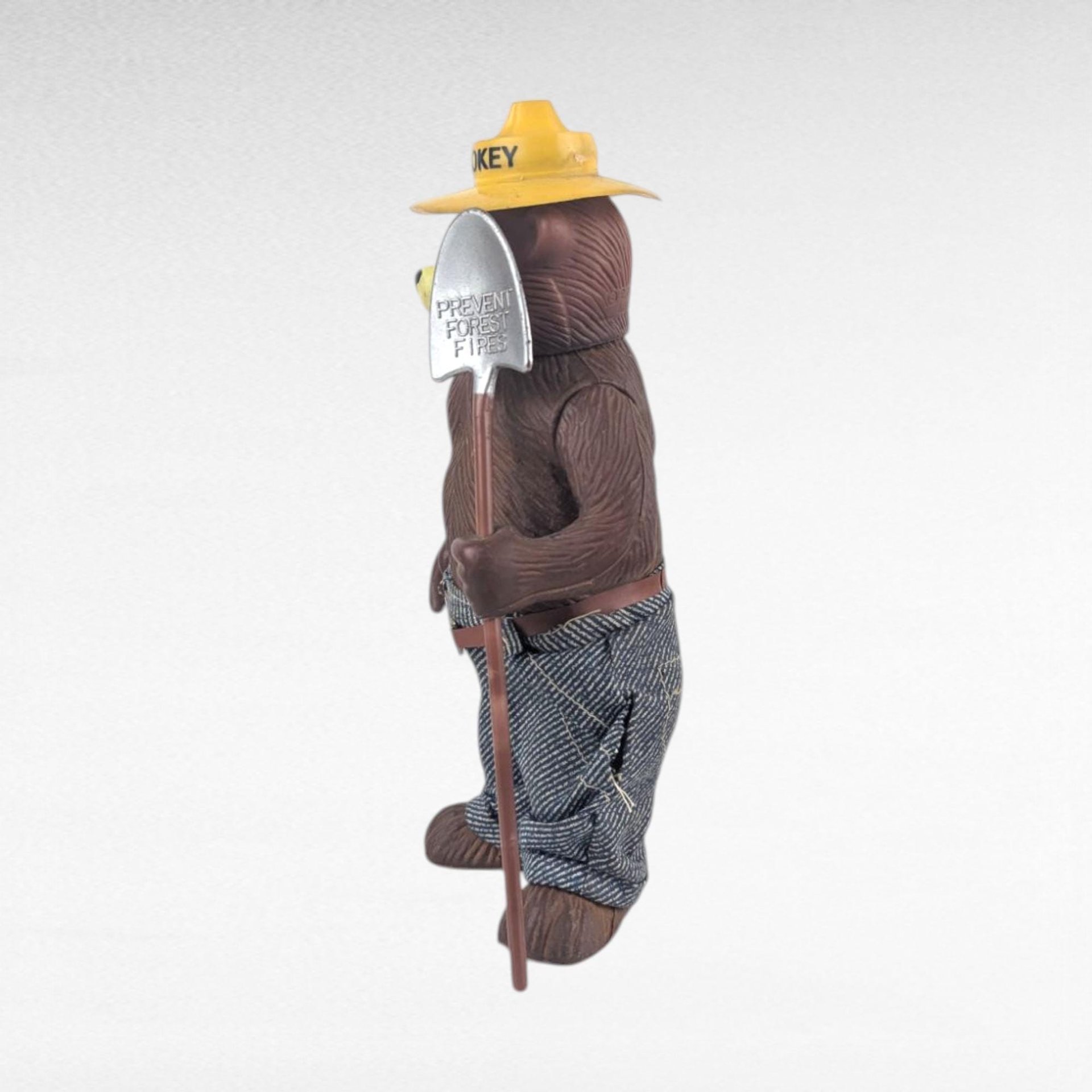 Vintage 1970s R Dakin Smokey the Bear Figure, 8" Vinyl Toy with Shovel, Forest Service Mascot, Americana Decor, National Park