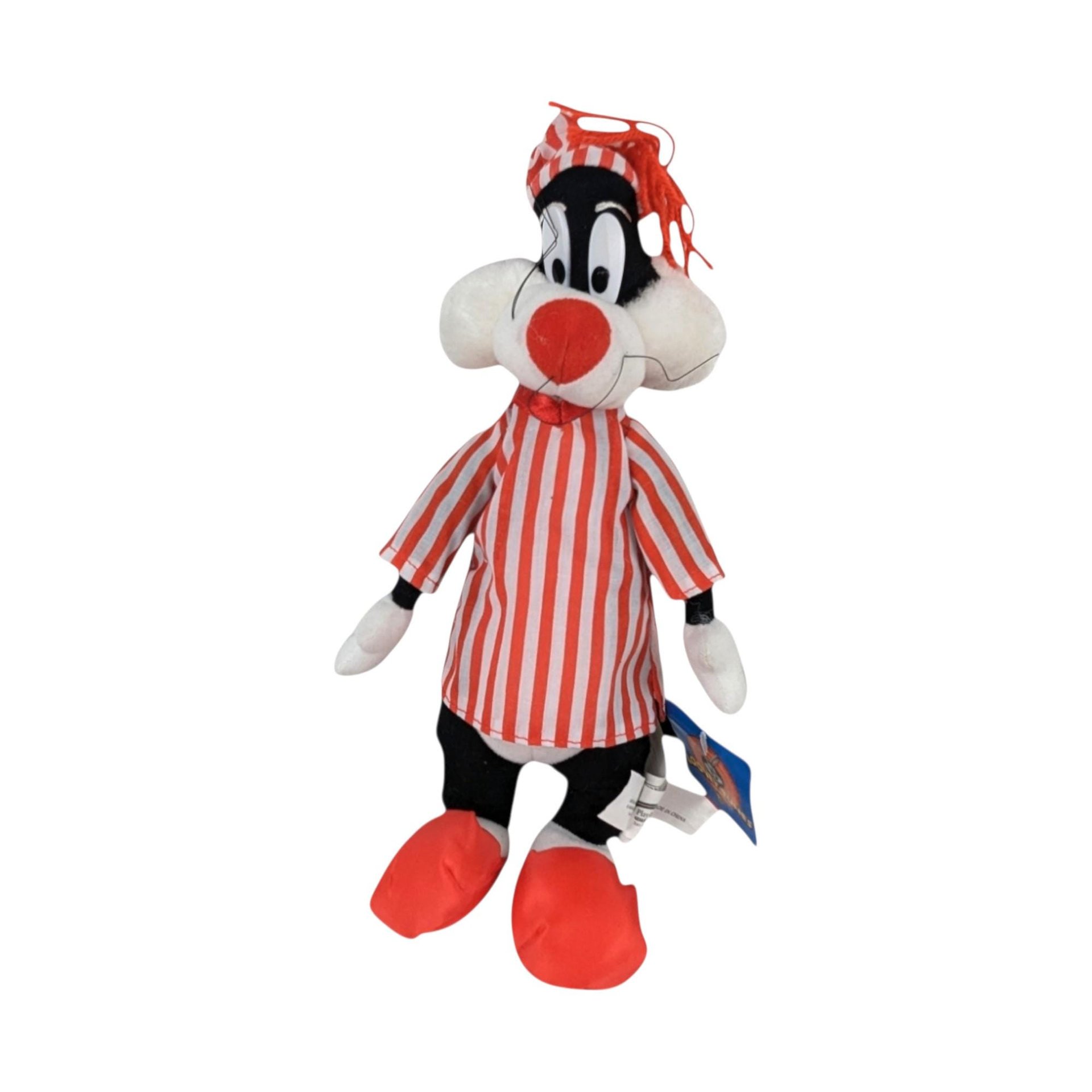 Vintage 1997 Looney Tunes Bedtime Sylvester Plush, 12" Stuffed Animal Toy, Cartoon Character Plushie, Gift for Kids, Collector's Item