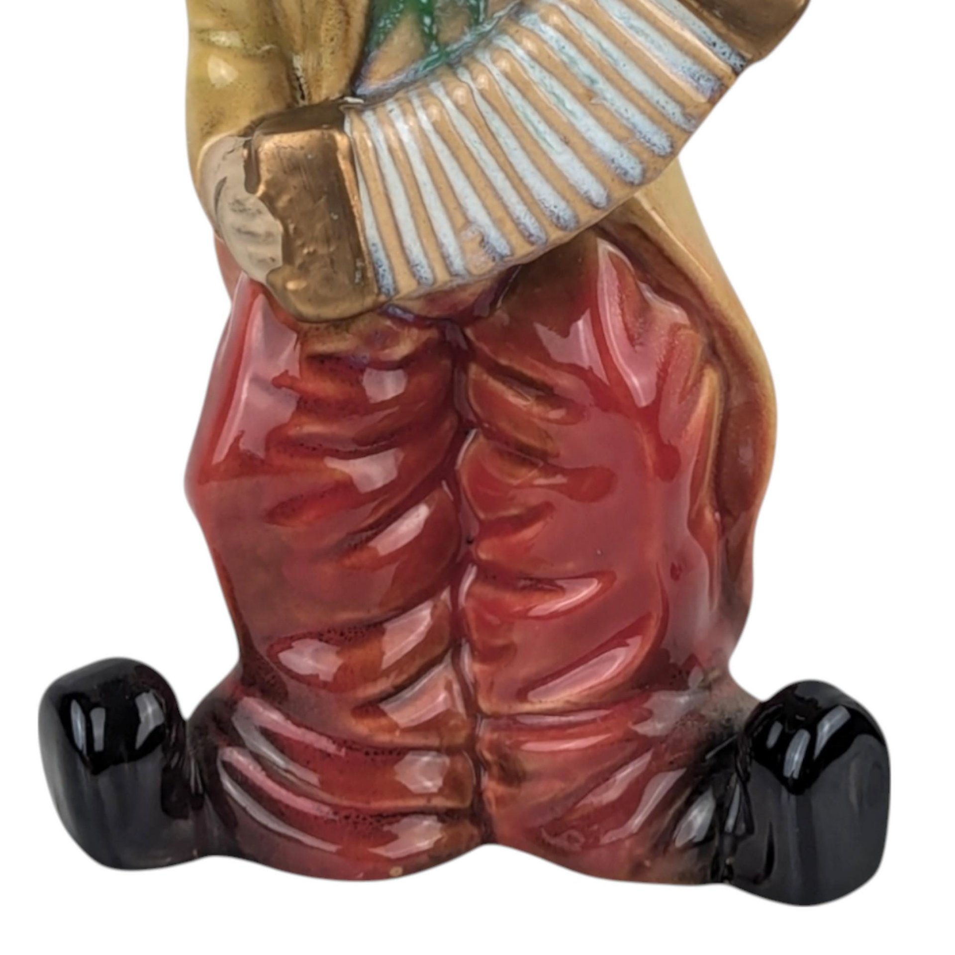Vintage Accordion Playing Clown Figurine, Ceramic Musical Instrument Clown, Collectible Figurine, 6.5"