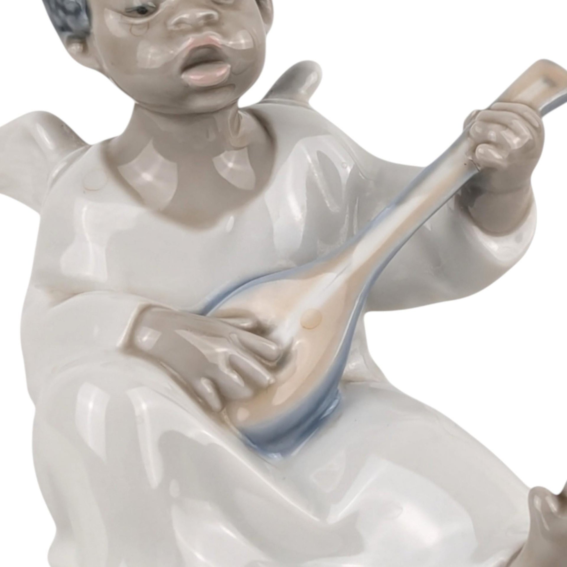 Vintage Lladro Black Legacy Angel Playing Lute Figurine, Cherub Music Angel, Collectible Lladro, Angel Decor, Gift for Music Lover