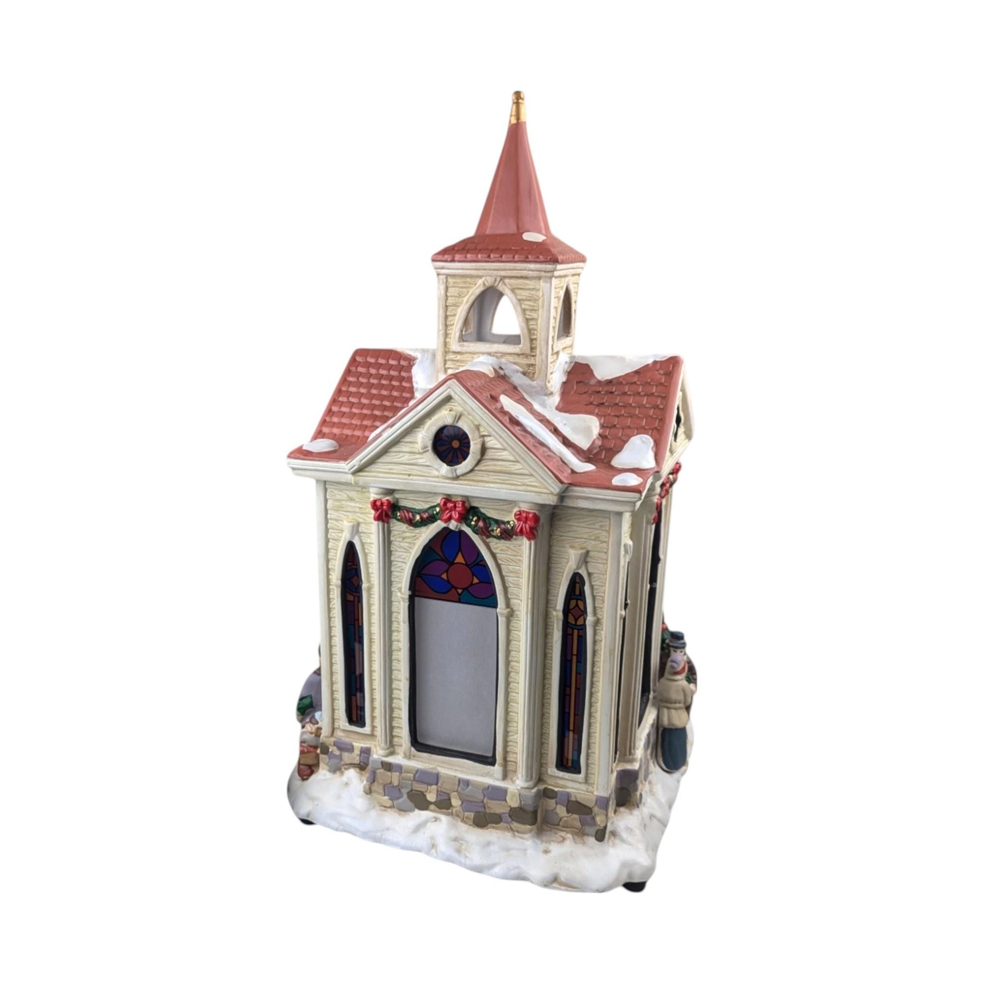 1998 Mr. Christmas Village Square Lighted Silhouette Church, Vintage Ceramic Christmas Decoration, Holiday Decor, Gift for Collector