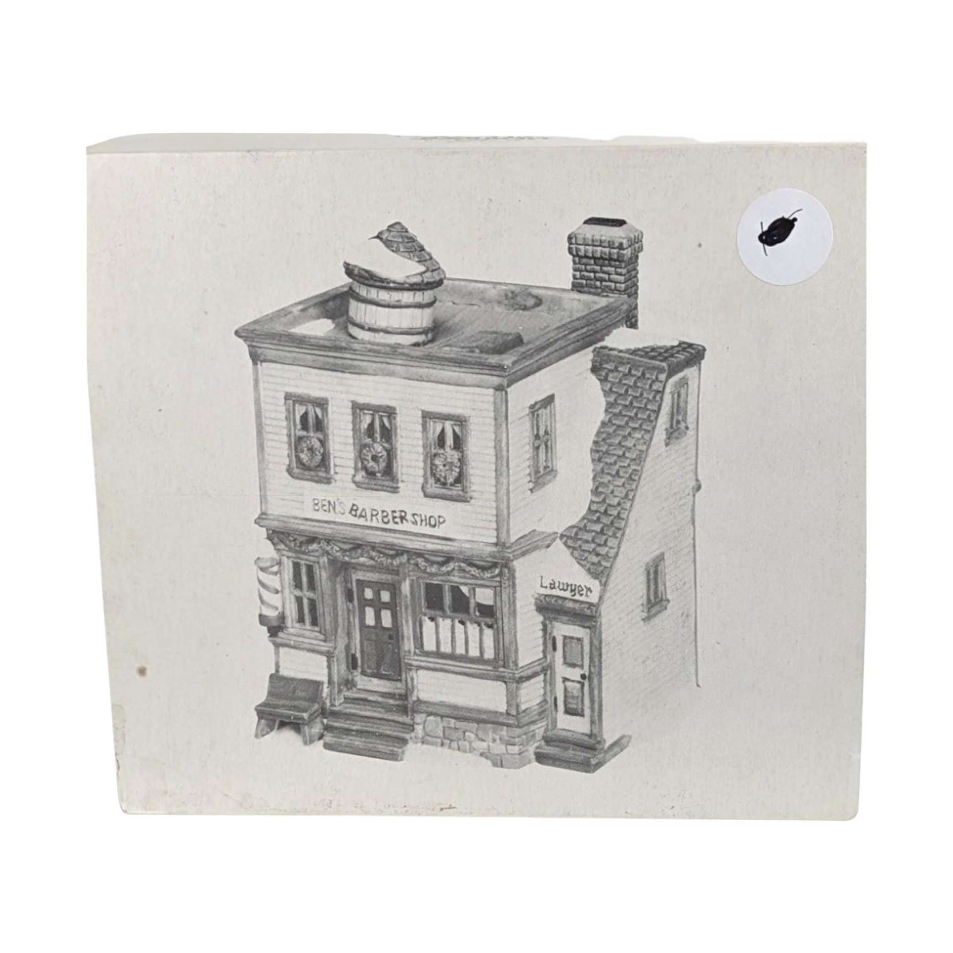 Vintage Dept 56 Ben's Barber Shop - New England Village #5939-0 -  Lighted Porcelain Building