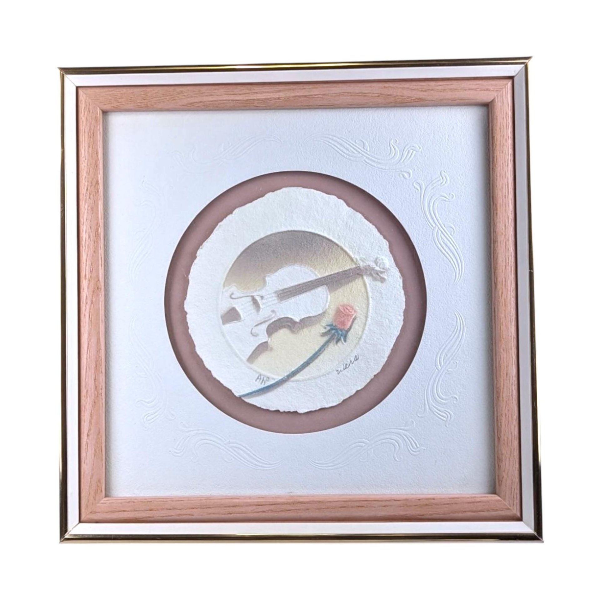 Vintage Wess "Piano and Violin" Framed Art, Airbrush Painting, Music Lover Gift, Unique Wall Decor, Signed & Numbered Art