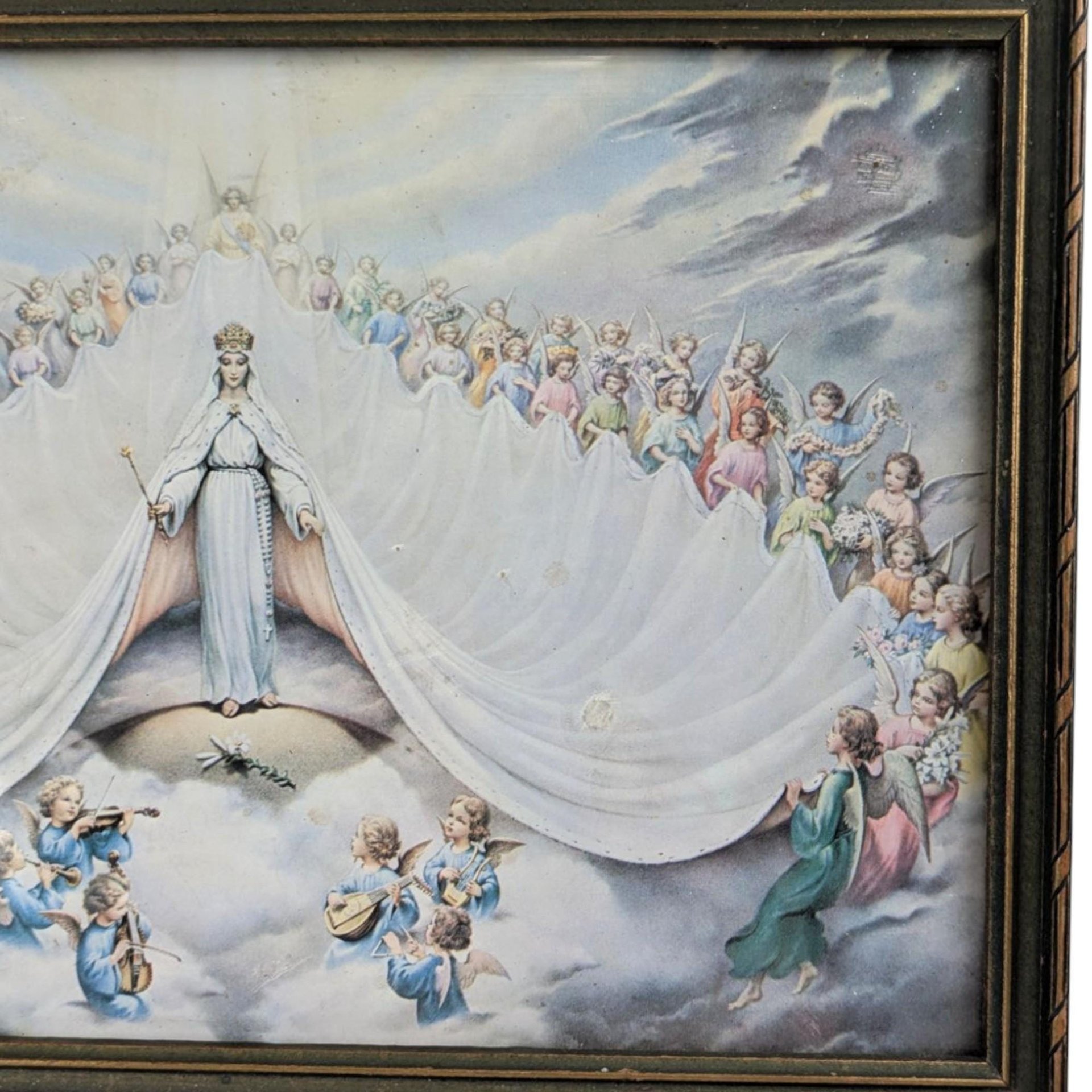 Vintage Mary Immaculate, Queen of the Universe Framed Print, Religious Art, Angelic Scene, Christian Gift, Framed Religious Print