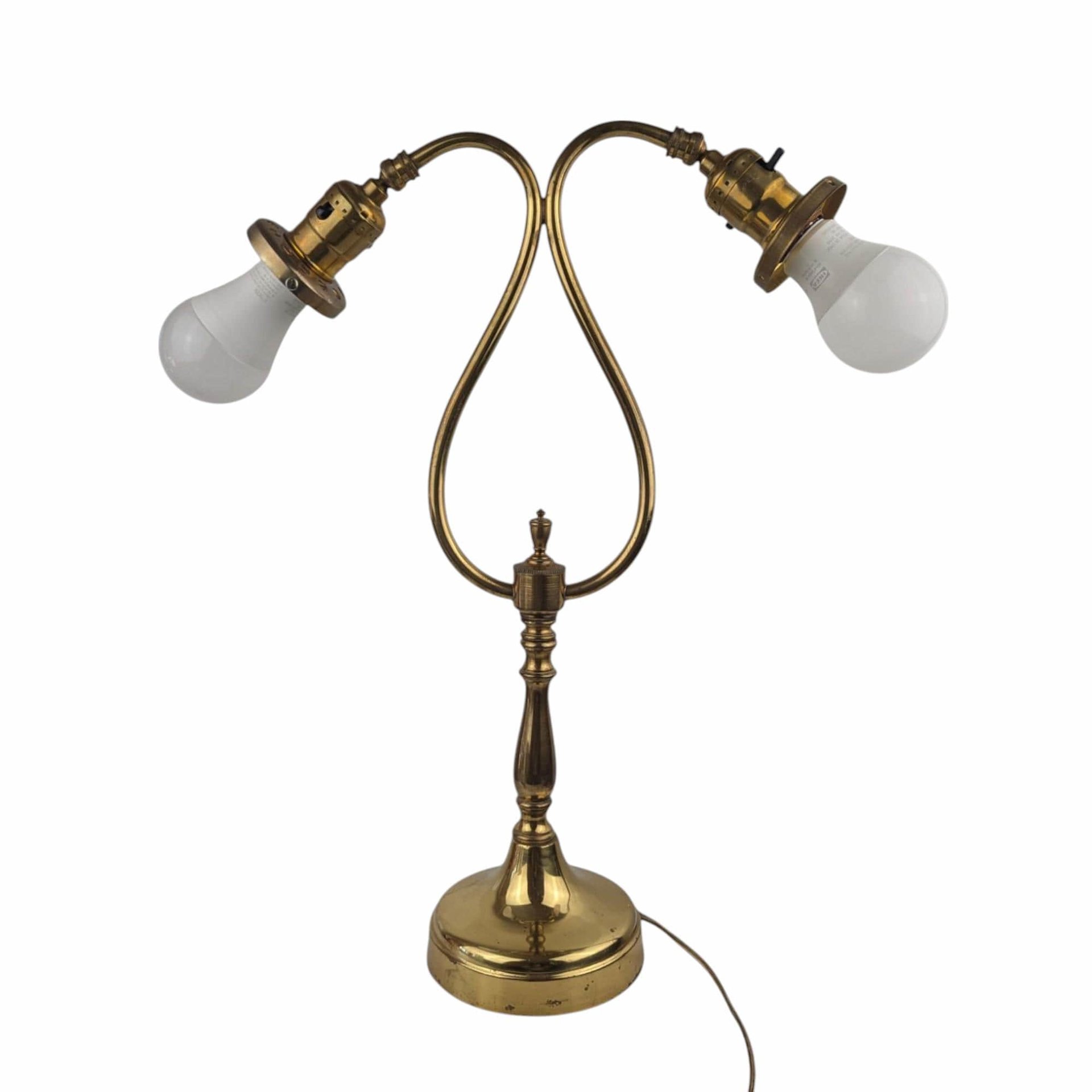 Vintage Double Brass Lamp, Gooseneck Lamp, Table Lamp, Brass Lighting, Two Light Lamp, Desk Lamp, Vintage Lighting, Decorative Lamp