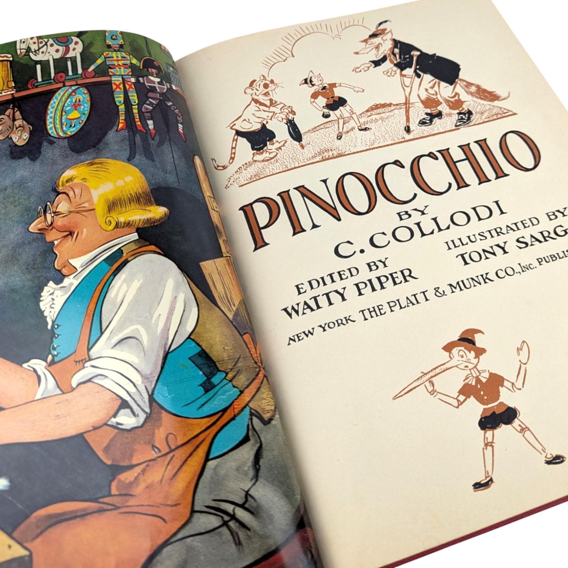 1940 Pinocchio Hardcover Book, C. Collodi, Vintage Children's Literature, Collectible Book, Illustrated Classic, Antique Book