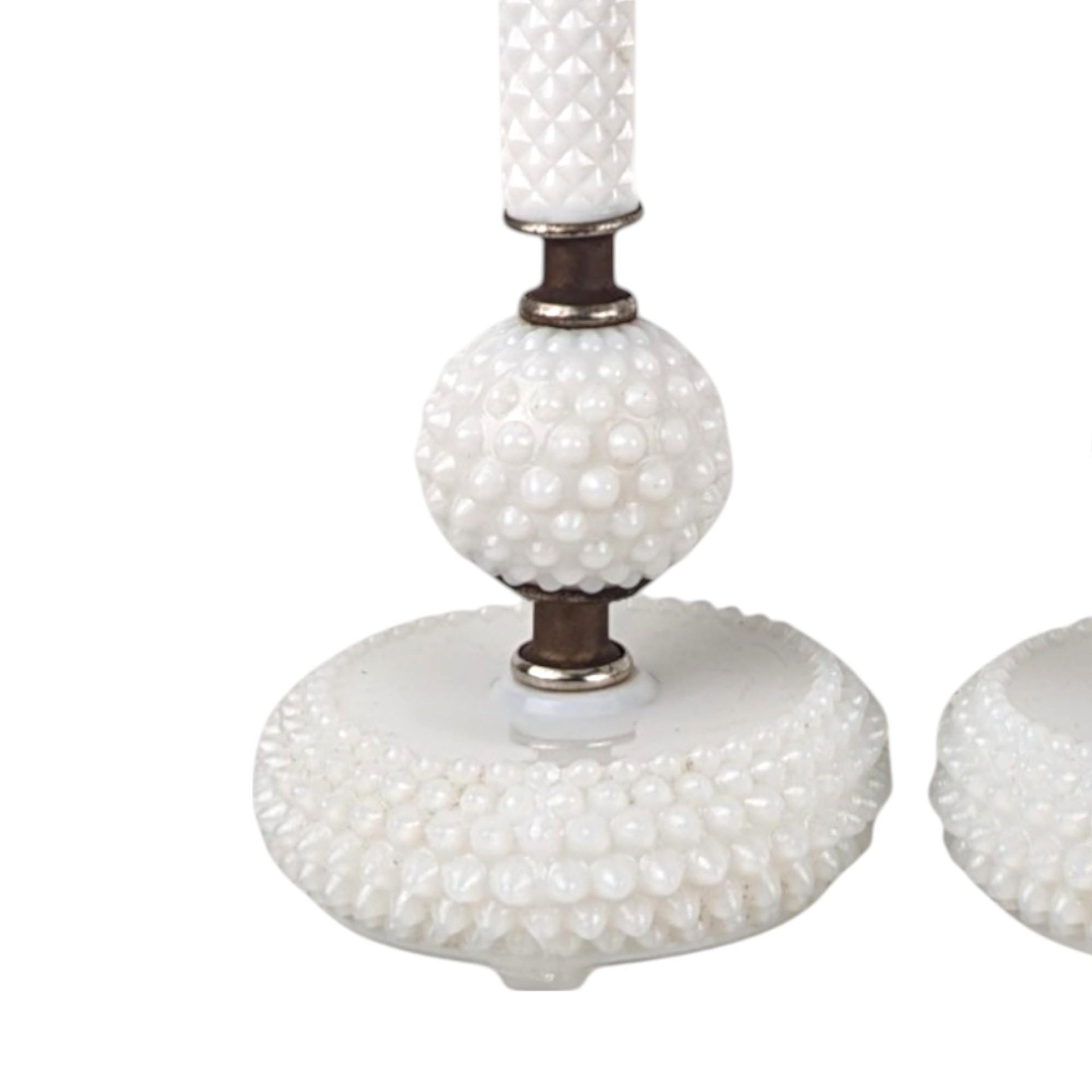 Vintage Pair of Milk Glass Lamps | Mid-Century Modern Lamps | Hobnail Milk Glass | Bedroom Lamps | Nightstand Lamps