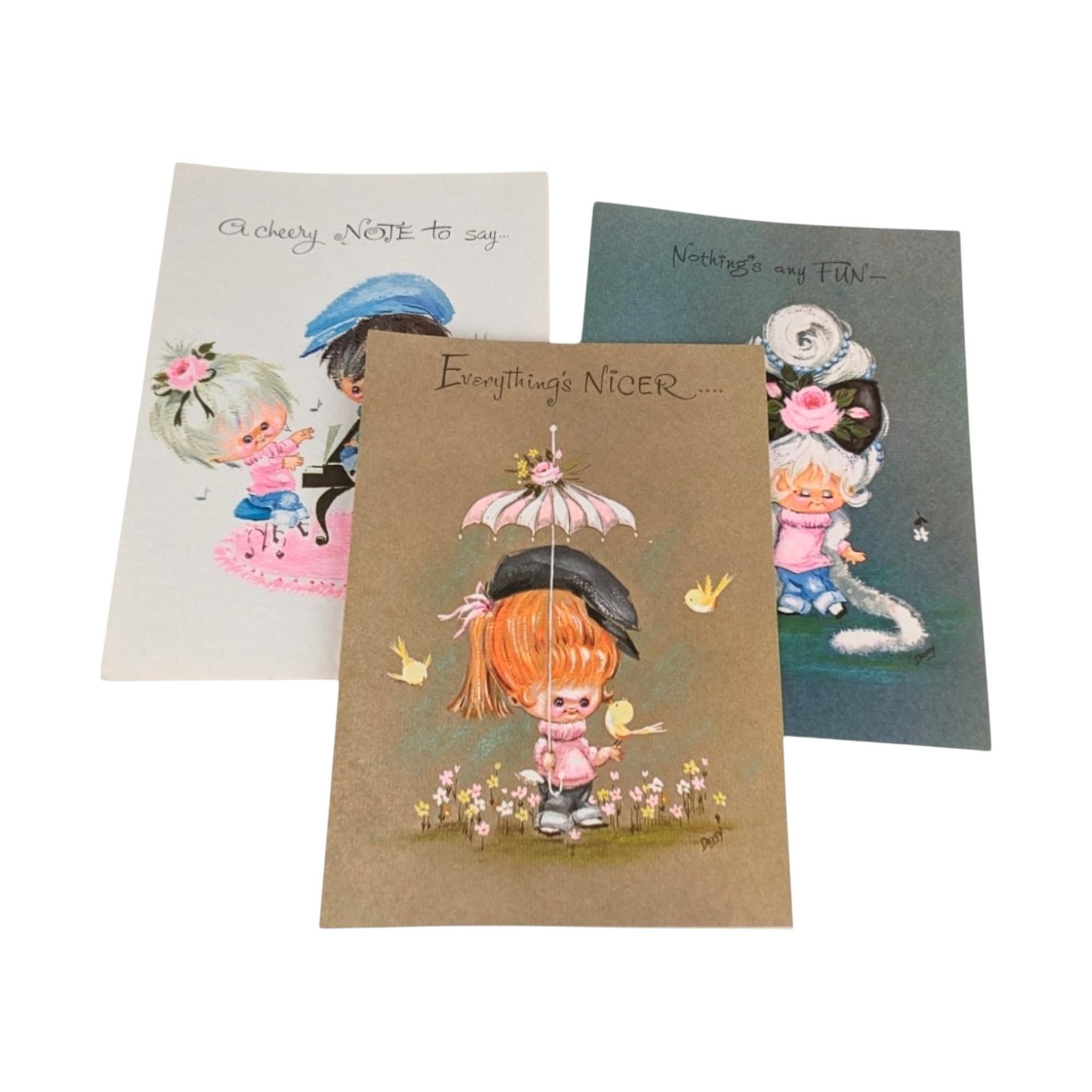Vintage 1960s Greeting Cards Set, 18 Cards Total, Unused, Happy Birthday, Get Well, Friendship, Gift for Collector, Retro Stationery