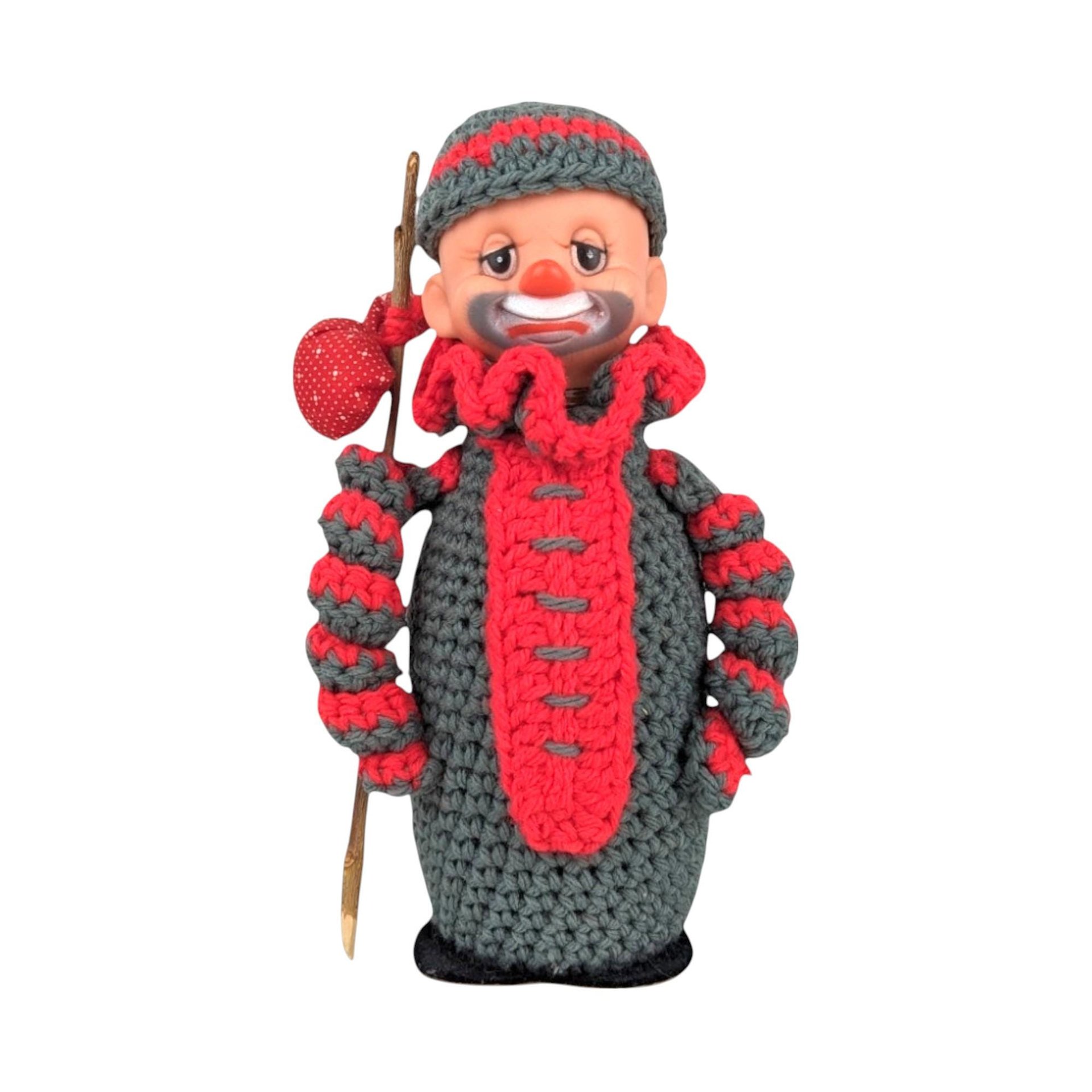 Vintage Hand Crocheted Hobo Clown Doll | Handmade Clown | Crochet Doll | Collectible Doll | Unique Gift