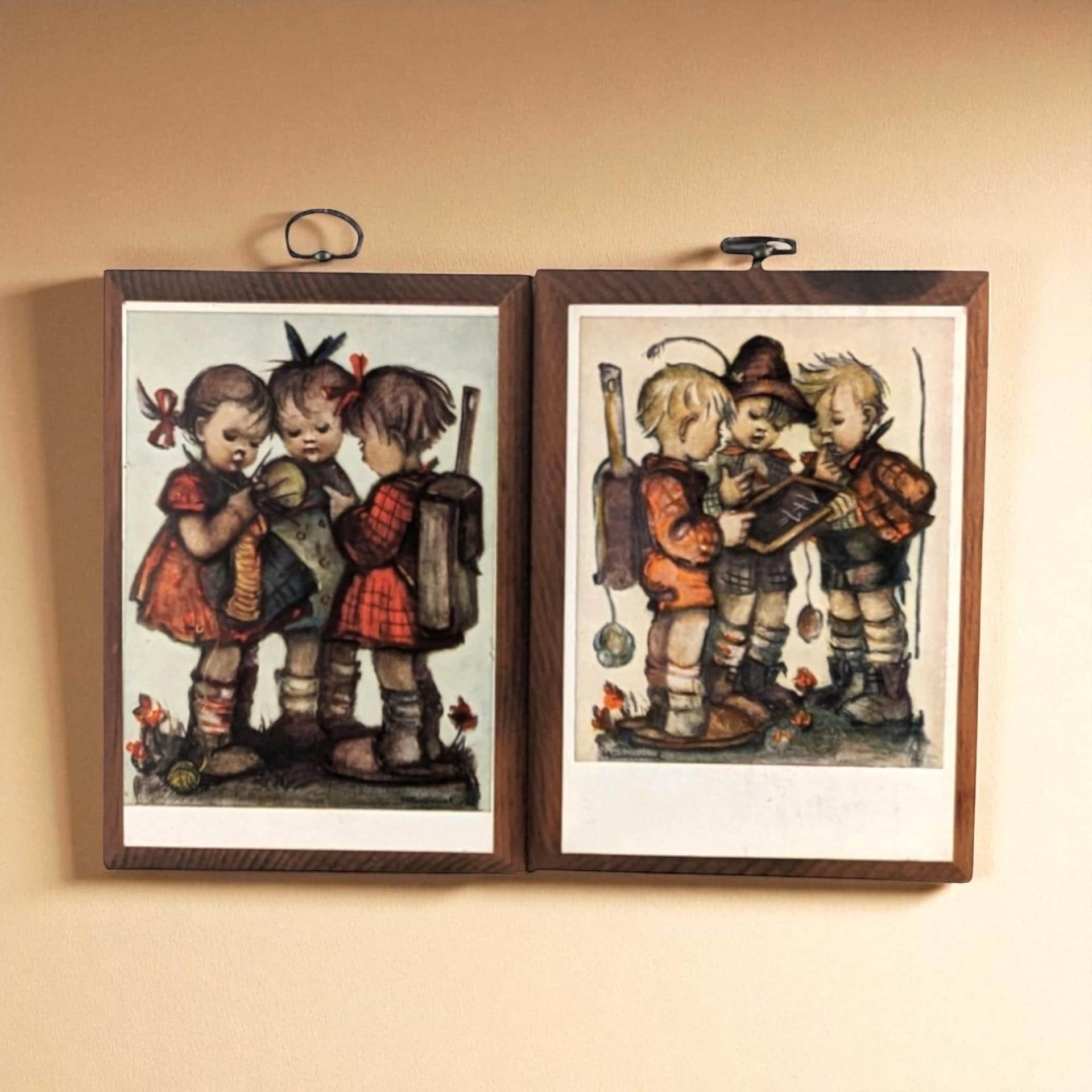 Vintage 1981 ARS Hummel Prints on Wood, Wall Hangings, 6.5x4.75", Goebel, Gift for Hummel Collector, Nursery Decor