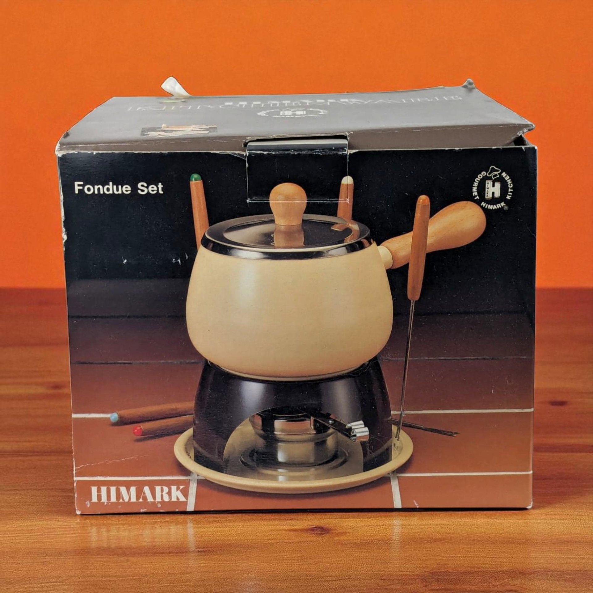 1984 Himark Fondue Set, Complete, Never Used, Vintage Kitchen, Retro Fondue Pot