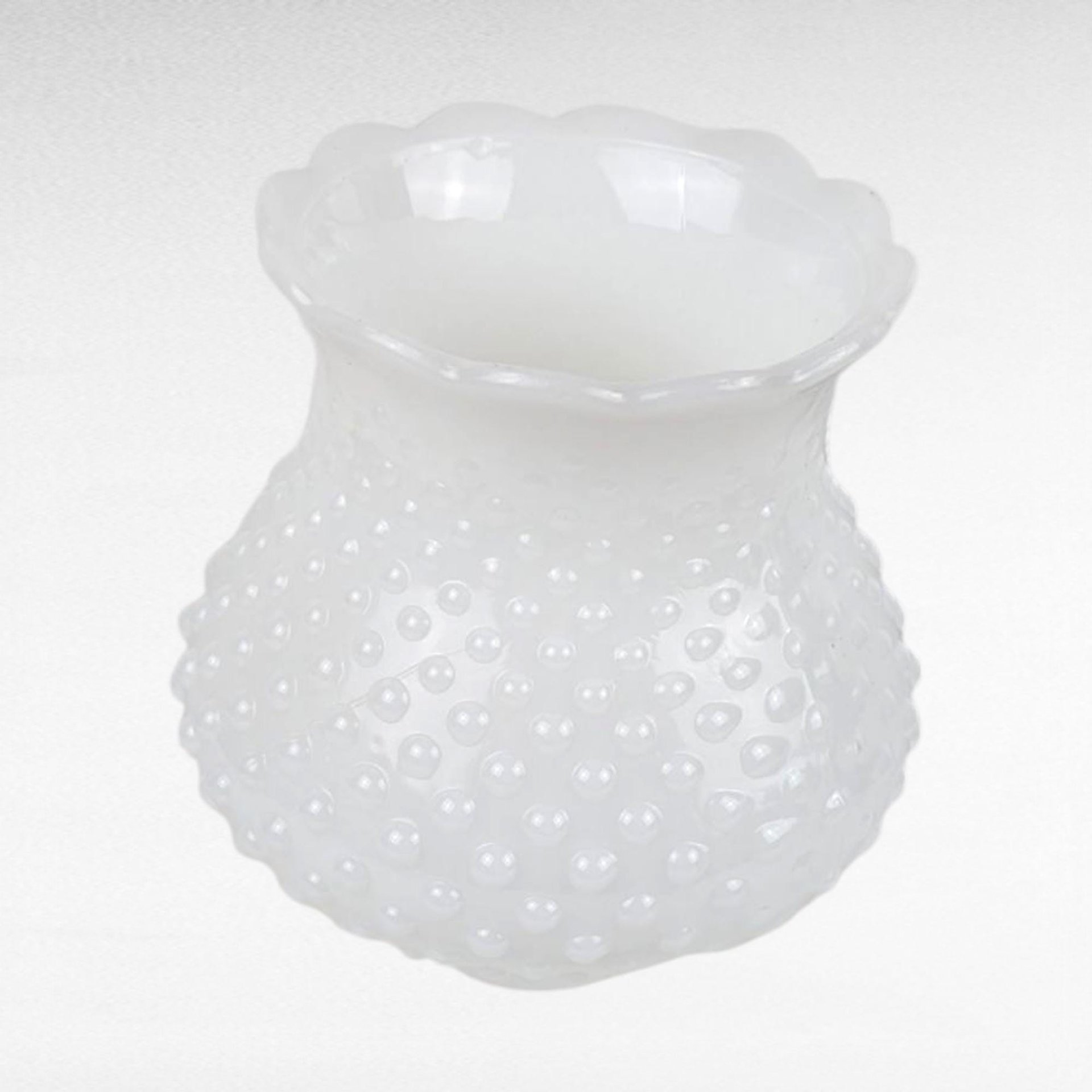 Vintage Milk Glass Hobnail Lamp Shade: Ruffled Globe
