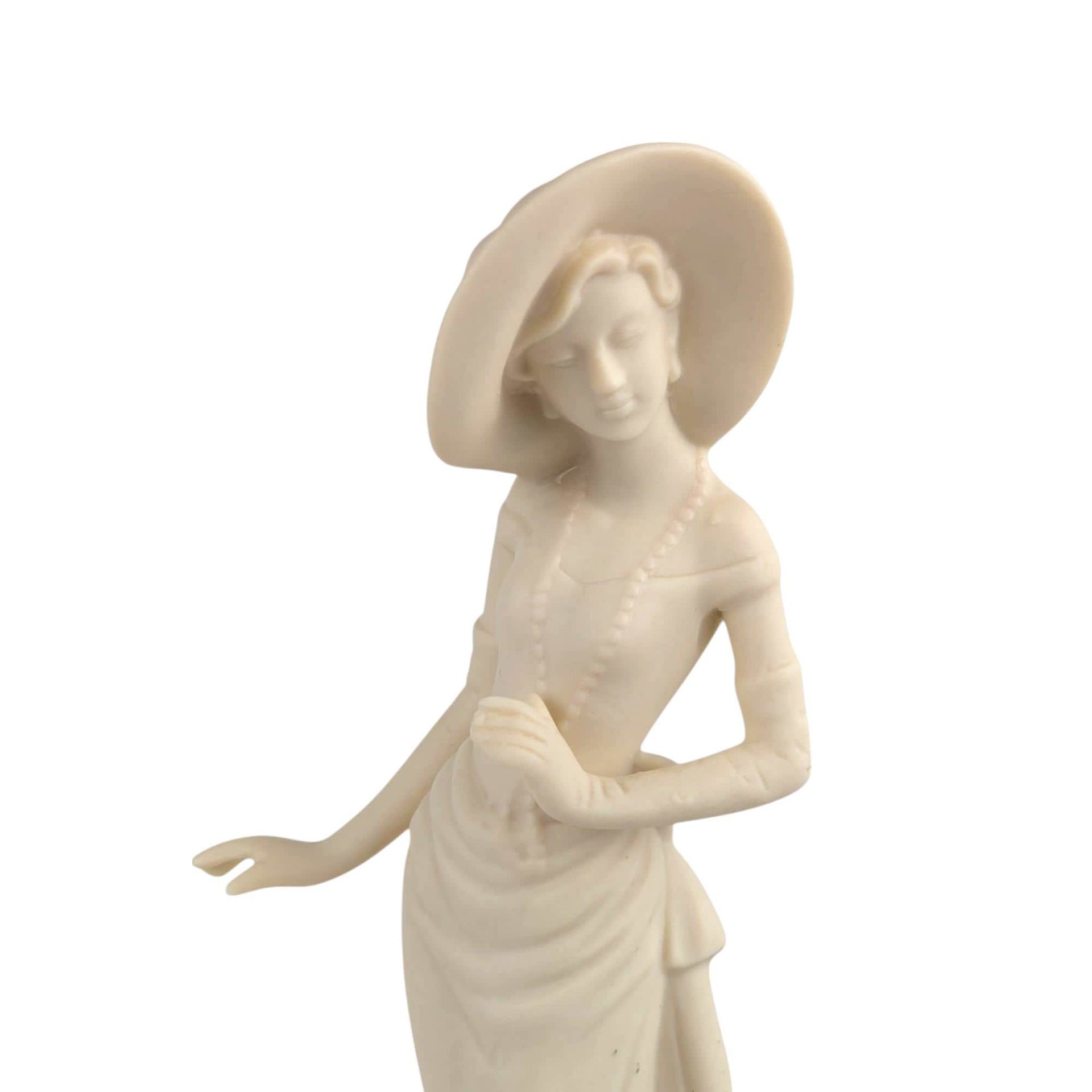 Vintage Bisque Porcelain Lady Figurine, Elegant Dress & Wide Hat, 10 Inch Tall, Classic Home Decor, Gift for Her