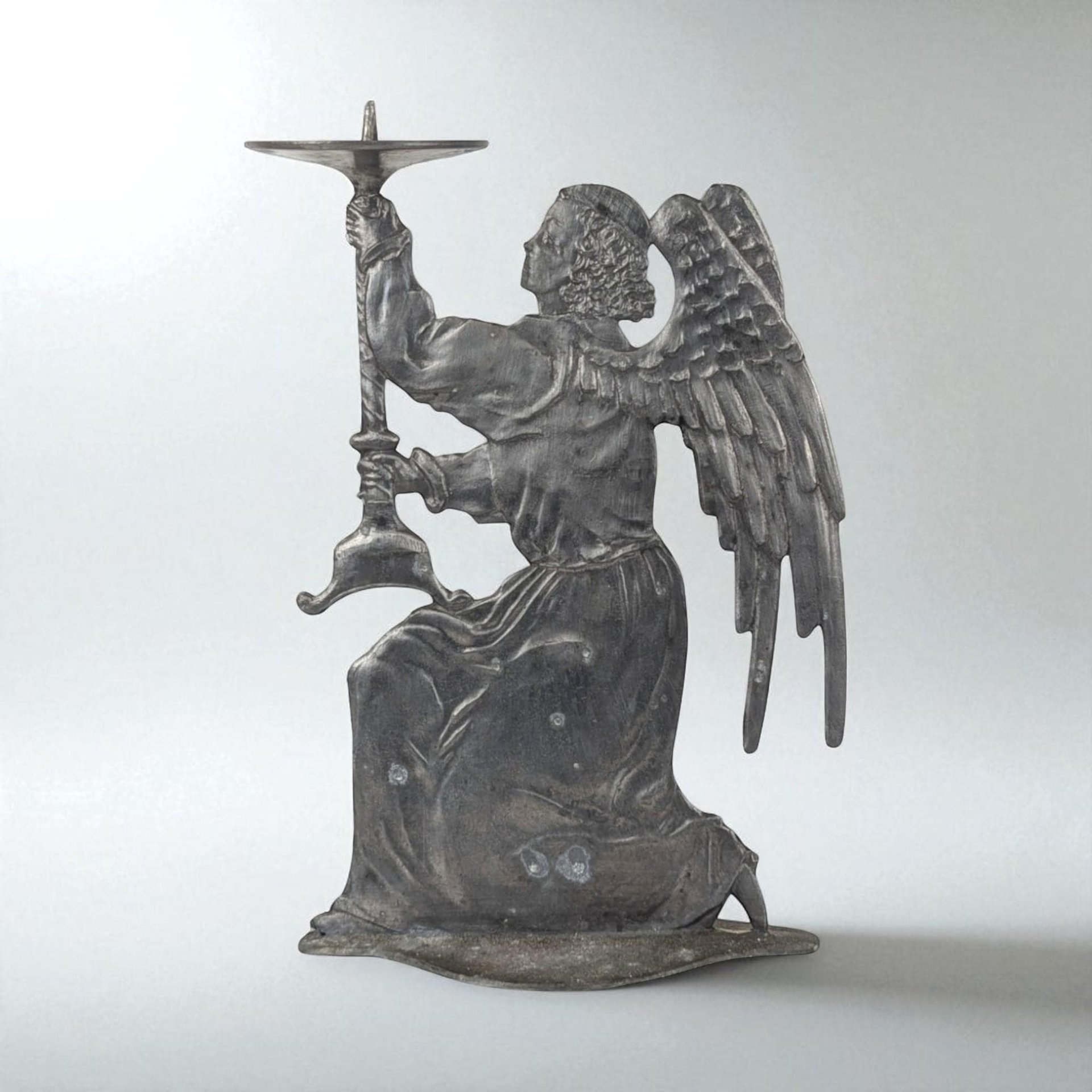 Vintage Pewter Angel Candle Holder, Kneeling Angel Figurine, Religious Decor, Candle Holder, Home Decor, Vintage Home Accent, Unique Gift