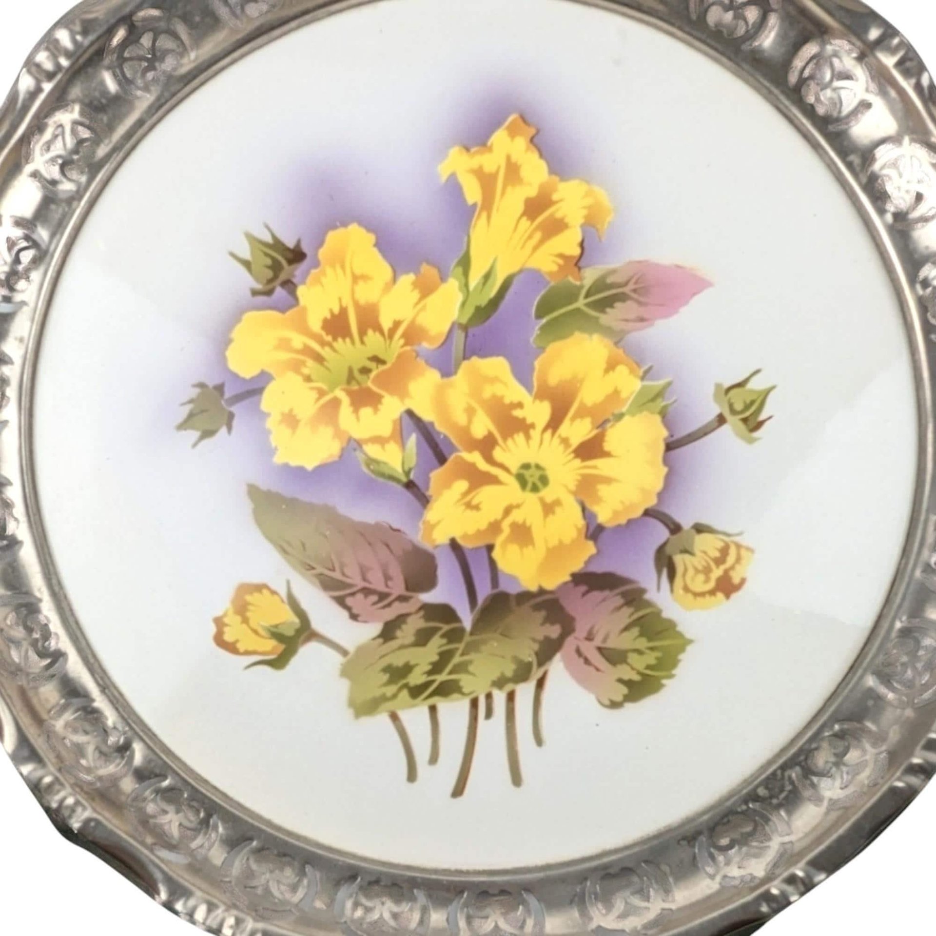 Vintage BMF Germany Floral Tile Tray: Hand-Painted Porcelain Centerpiece