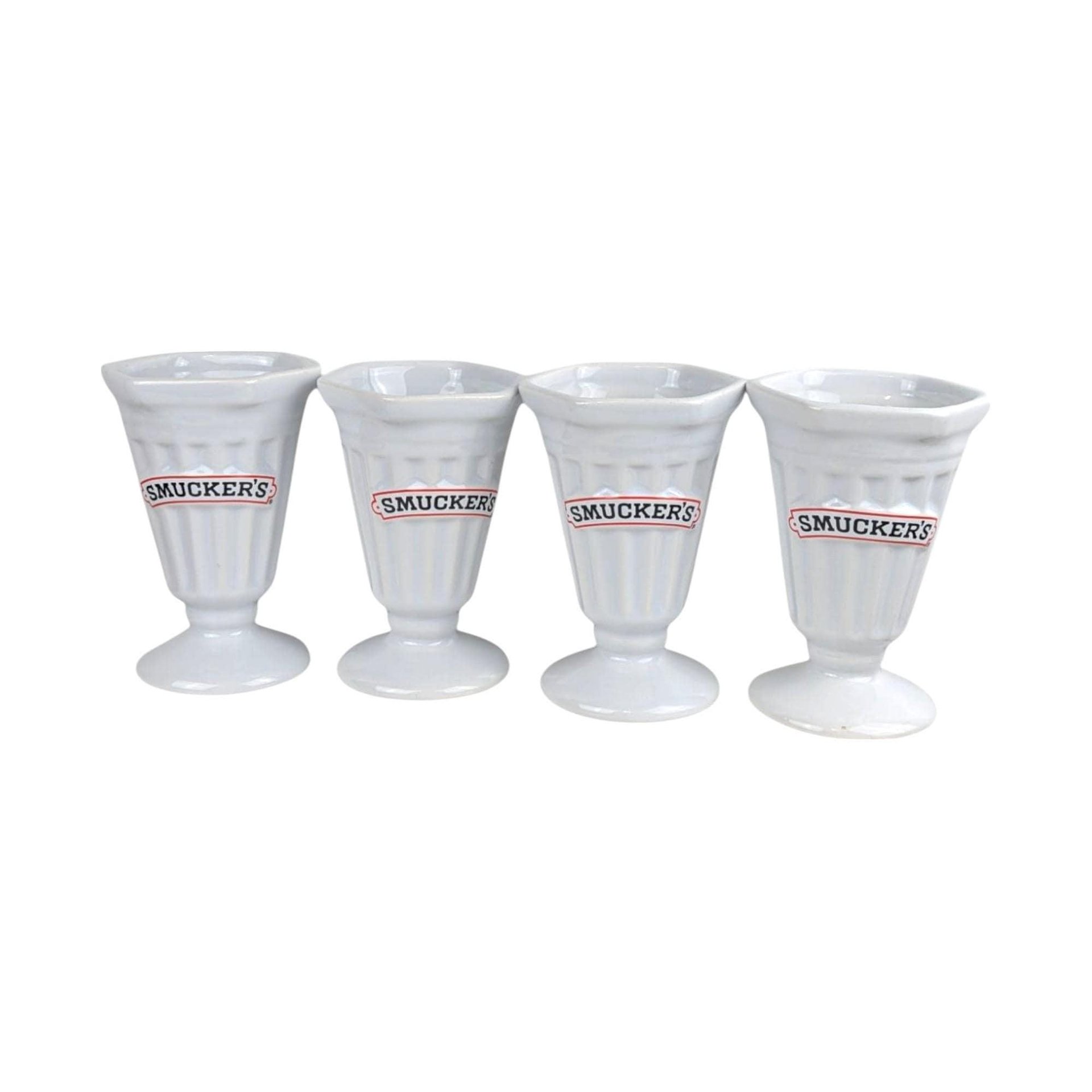 Vintage Smuckers Ceramic Ice Cream Cups: Collectible Sundae Dishes, Set of 4