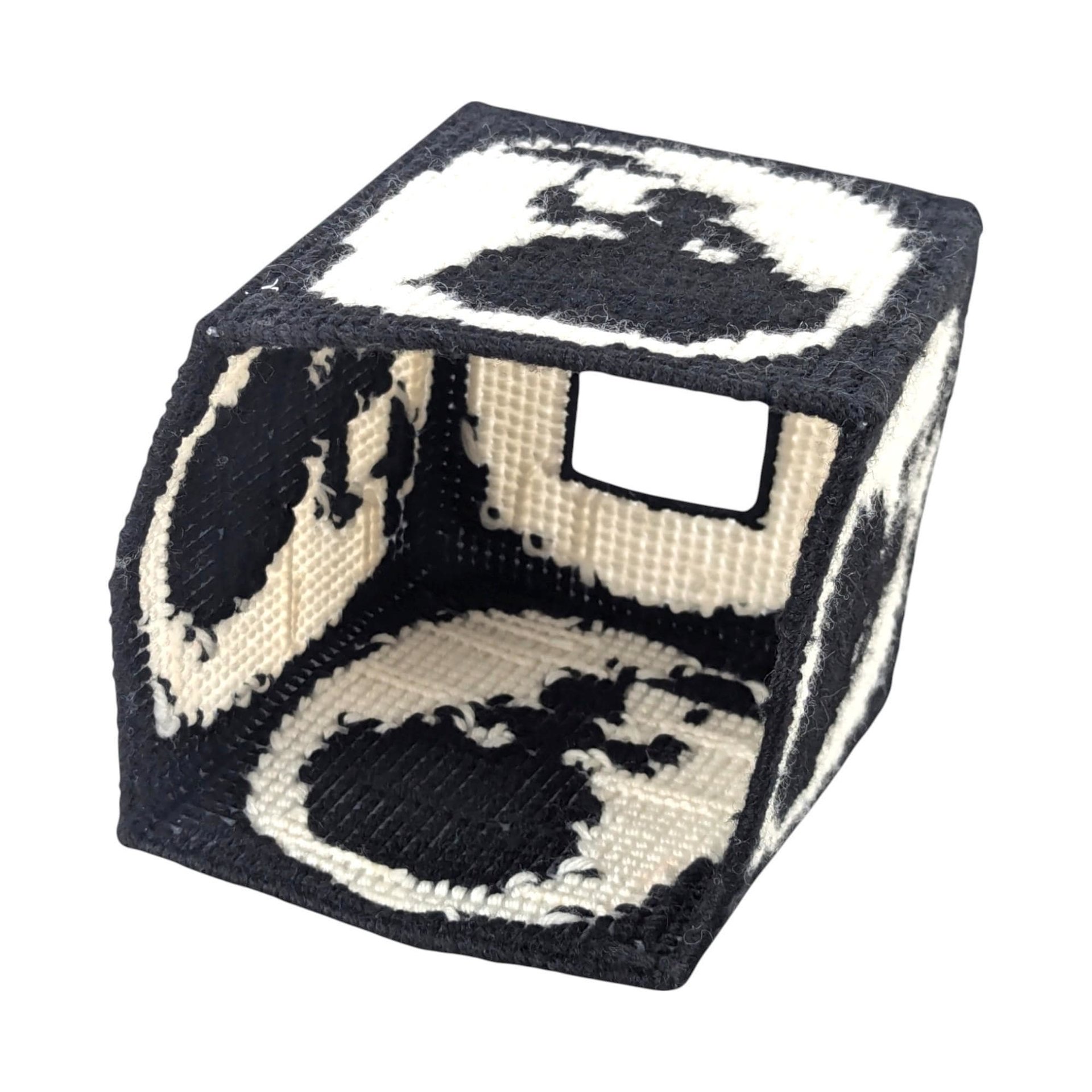 Vintage Needlepoint Tissue Box Cover: Handmade Lady with Umbrella Decor