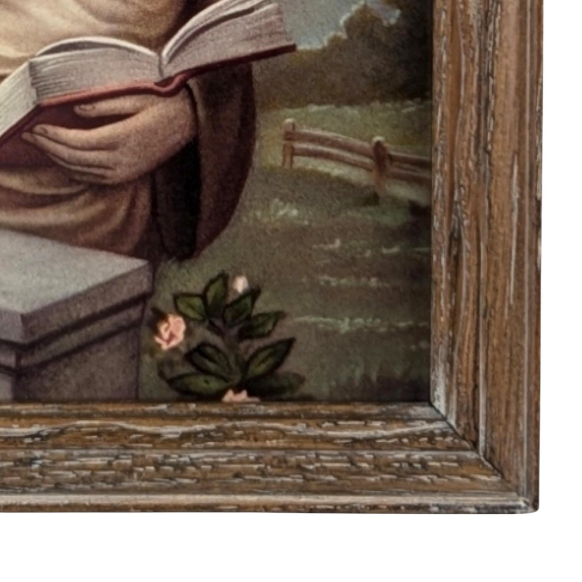 Vintage Framed Saint Anthony of Padua Print: Catholic Religious Art