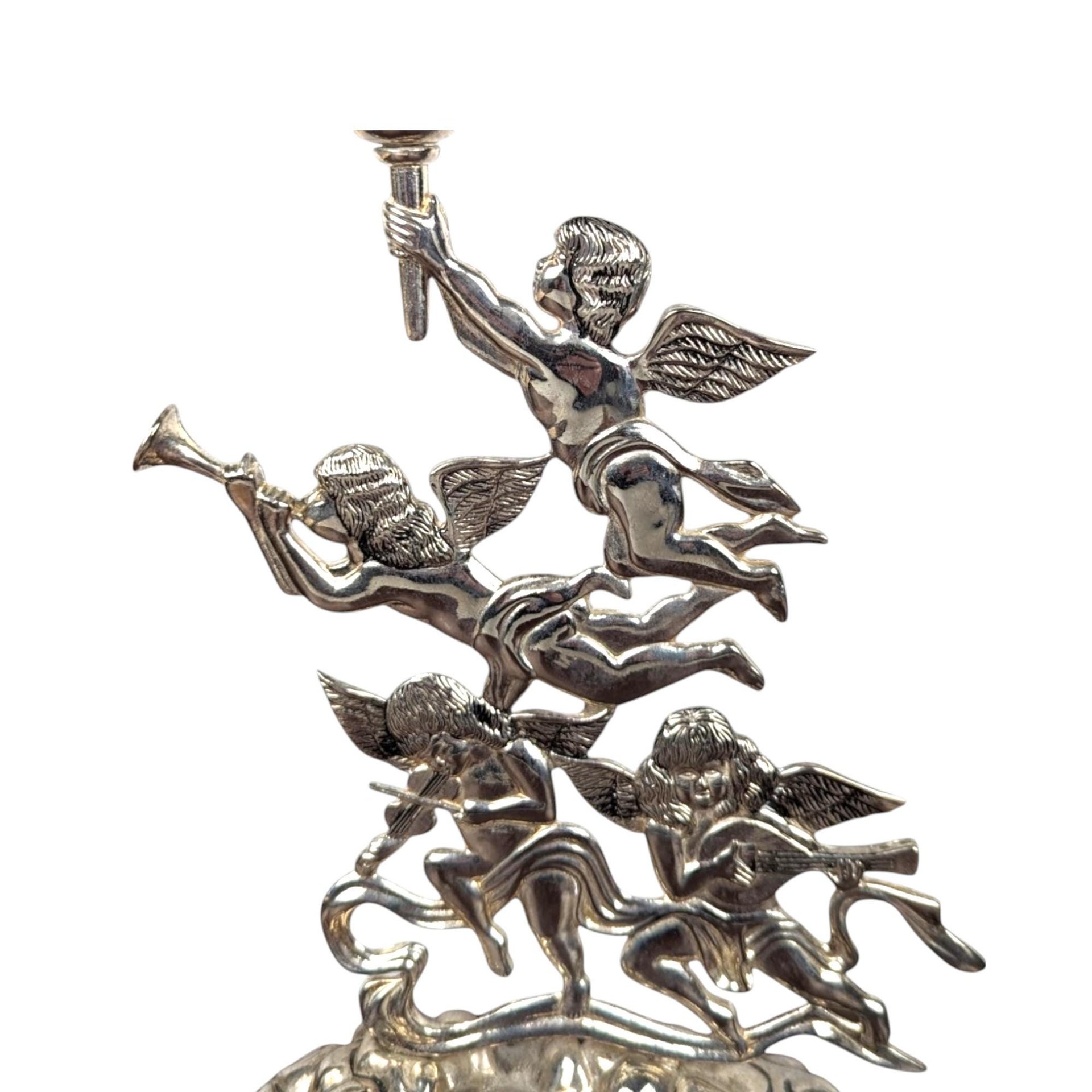 Godinger Silver Plate Candlestick, Cherub Candle Holder, Angel Candle Holder, Vintage Home Decor
