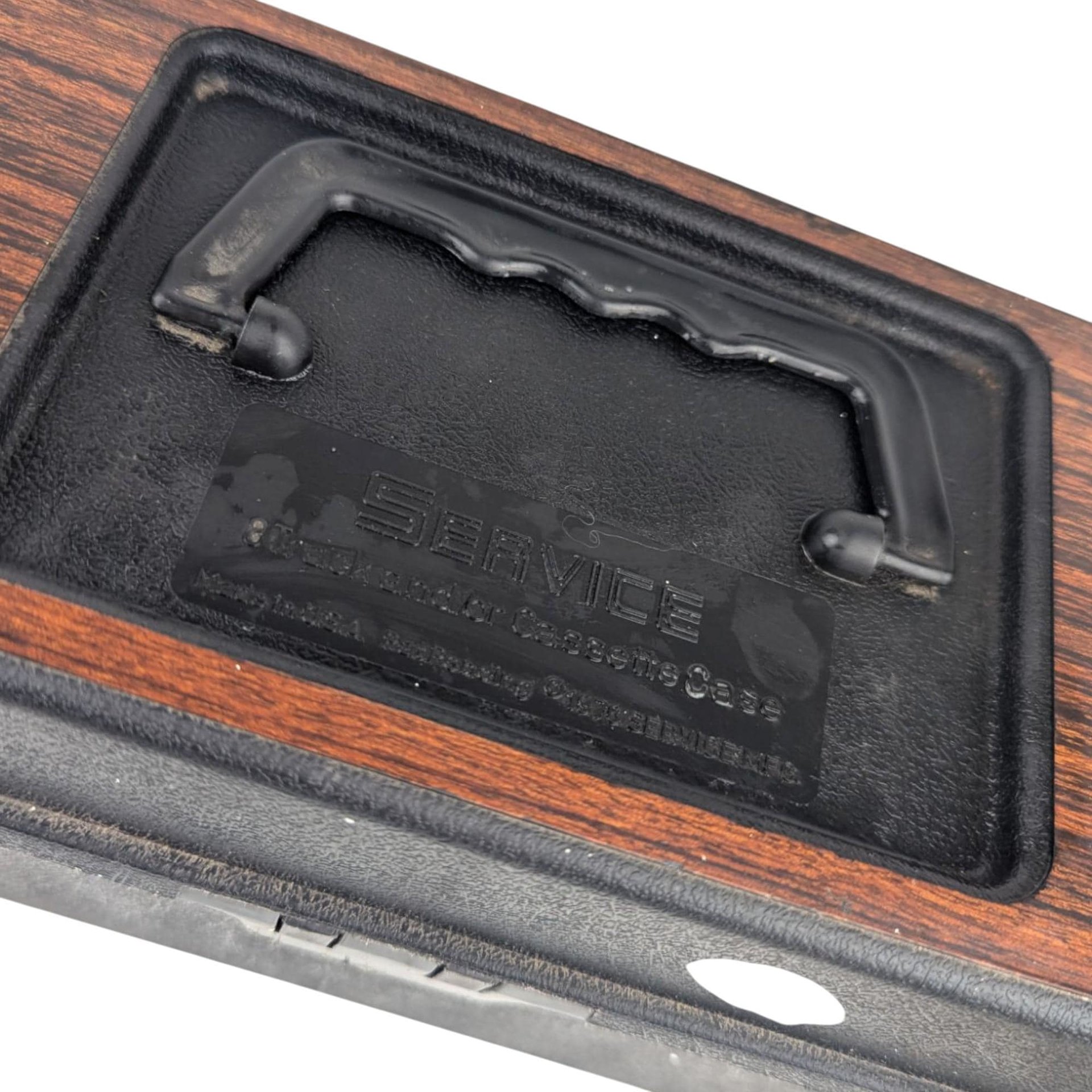 Vintage 1976 8-Track Tape Case with 12 Tapes: Faux Wood Grain Music Storage