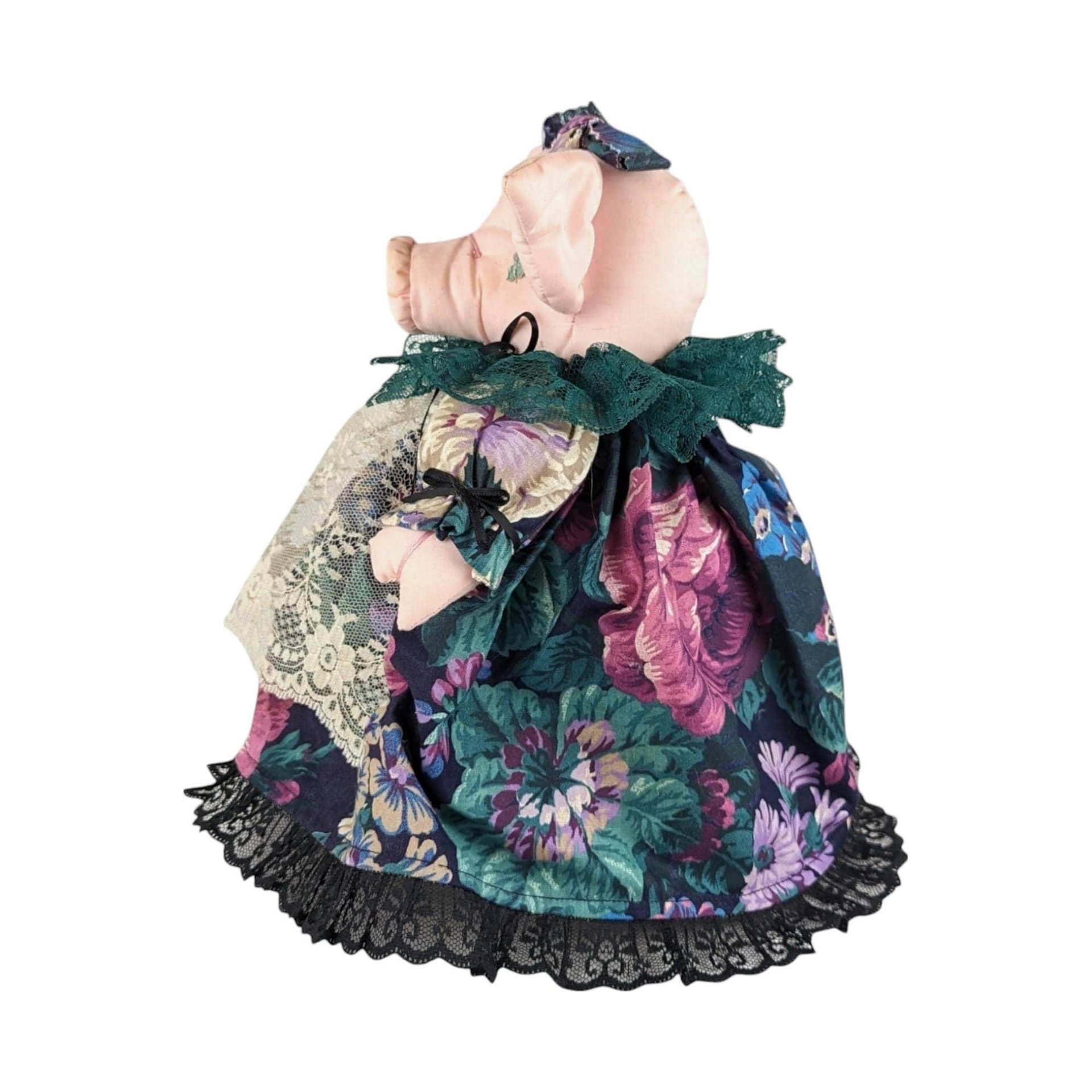 Vintage Fabric Pig Jar: Handmade Folk Art Whimsical Decor