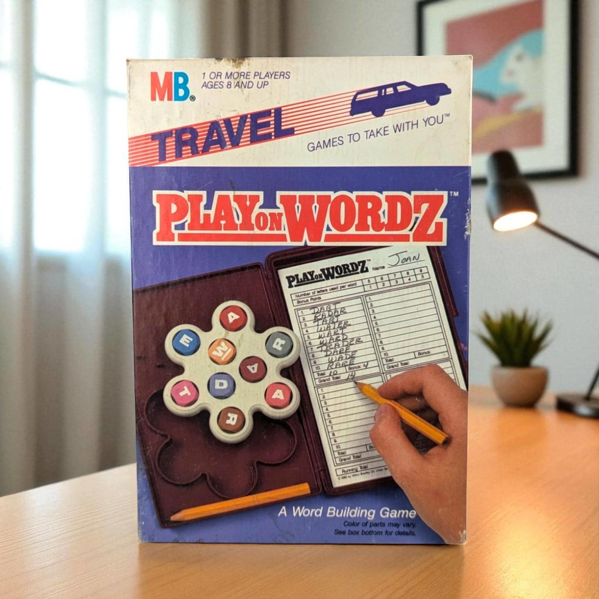 1986 Milton Bradley Travel Play on Wordz Game, Vintage Word Building Game, Family Fun, Road Trip Entertainment, Gift for Game Collectors