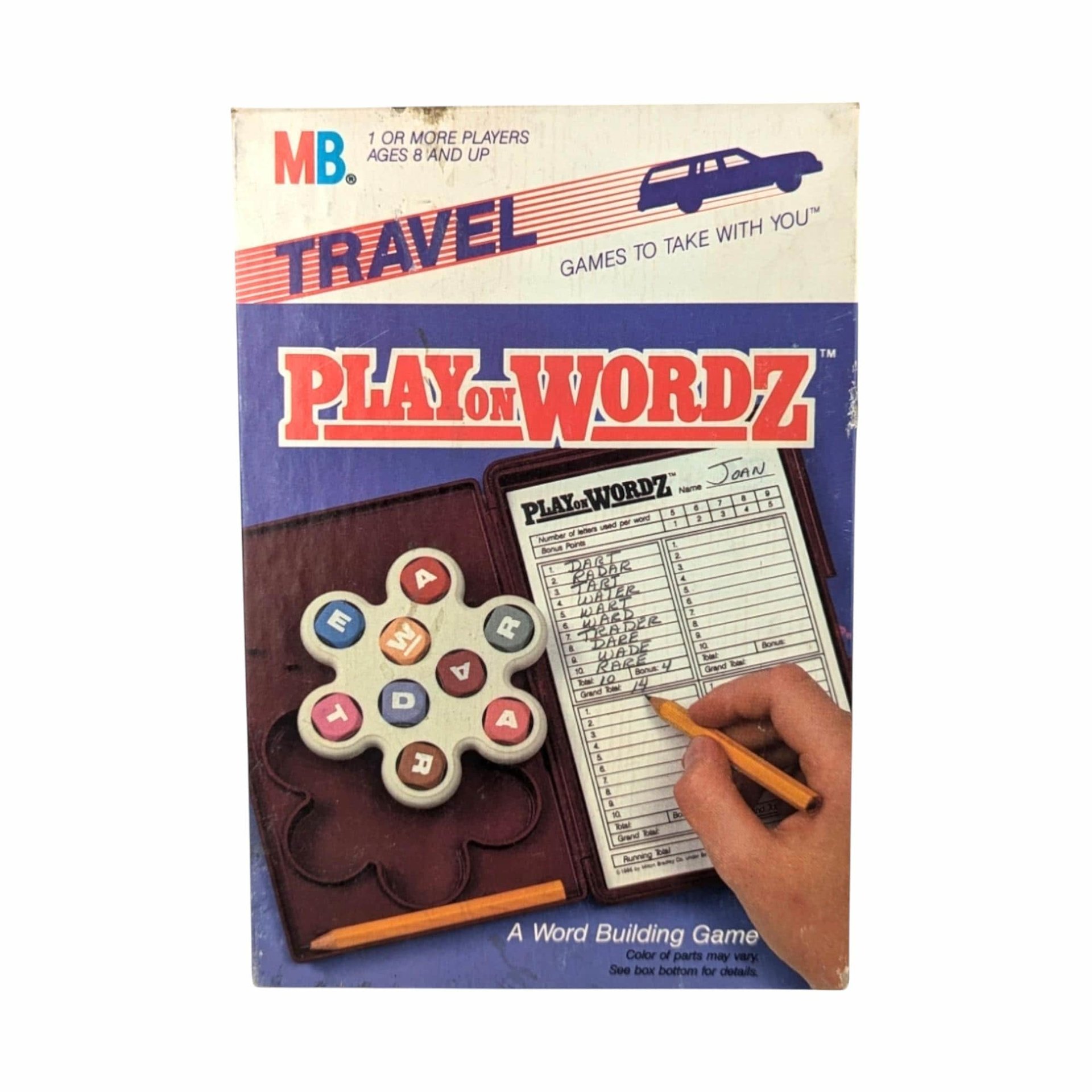 1986 Milton Bradley Travel Play on Wordz Game, Vintage Word Building Game, Family Fun, Road Trip Entertainment, Gift for Game Collectors